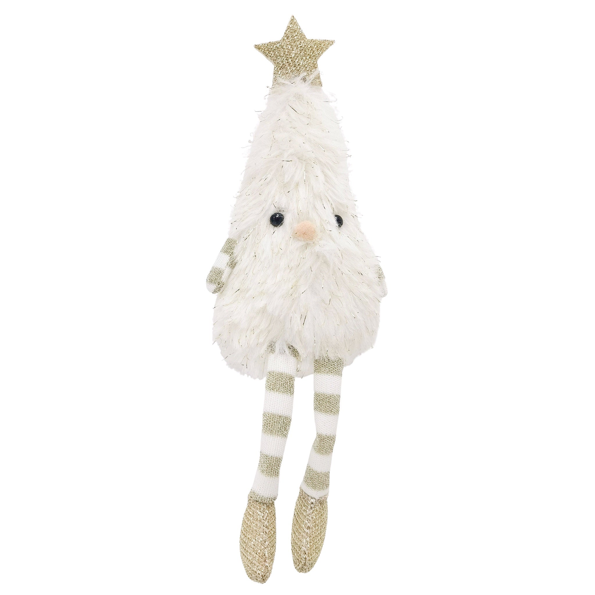 Plush toy resembling a gnome with a star on its head against a white background