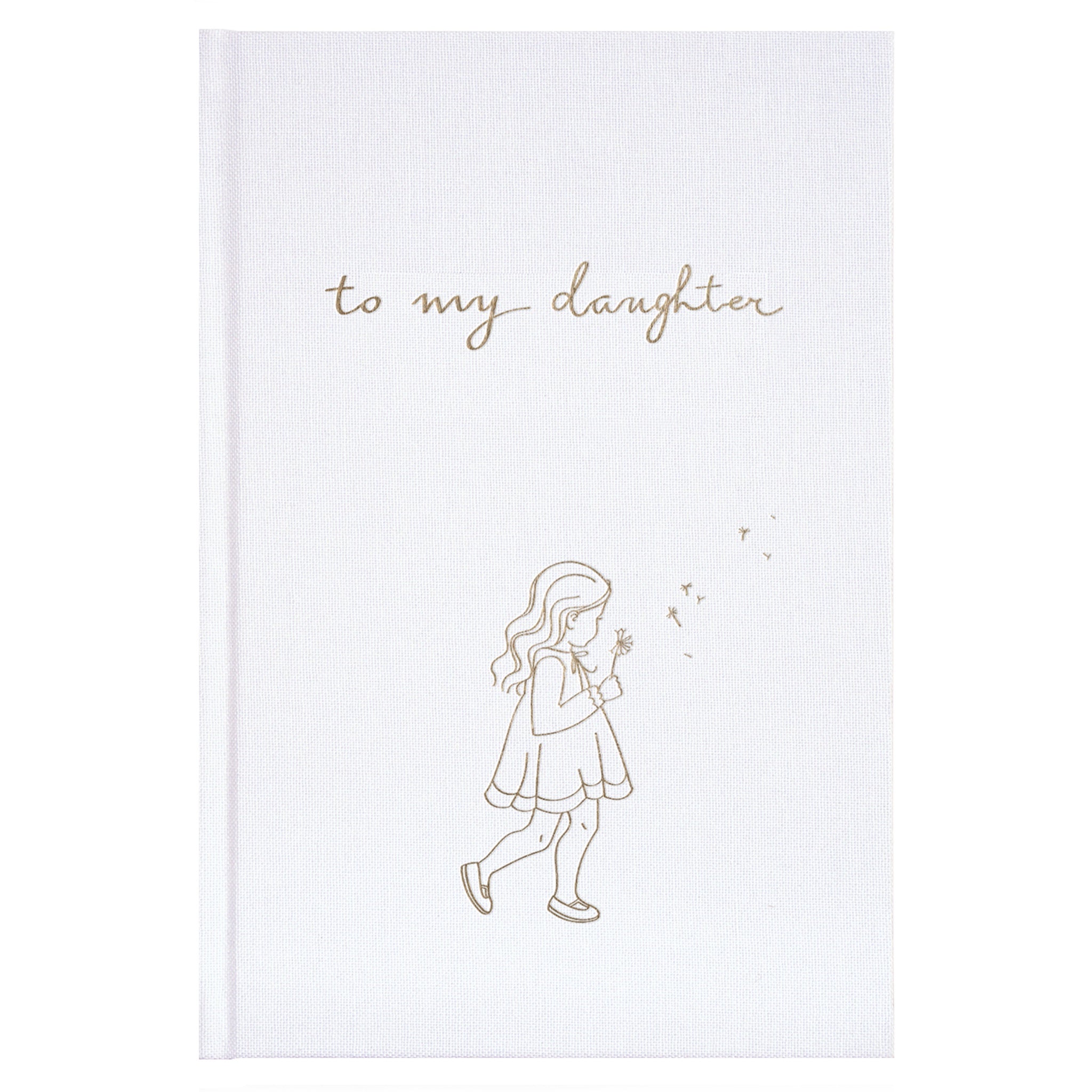Journal with 'to my daughter' text and a illustration of a girl on a white background