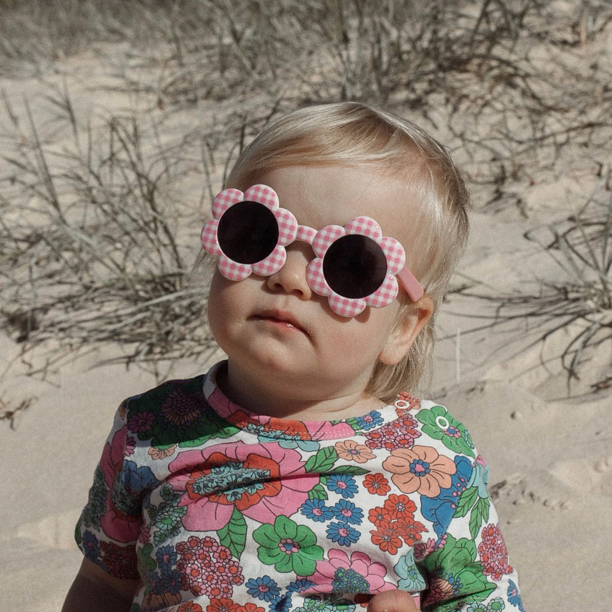 Frankie Ray Kid's Sunglasses Baby Daisy - Pink Check