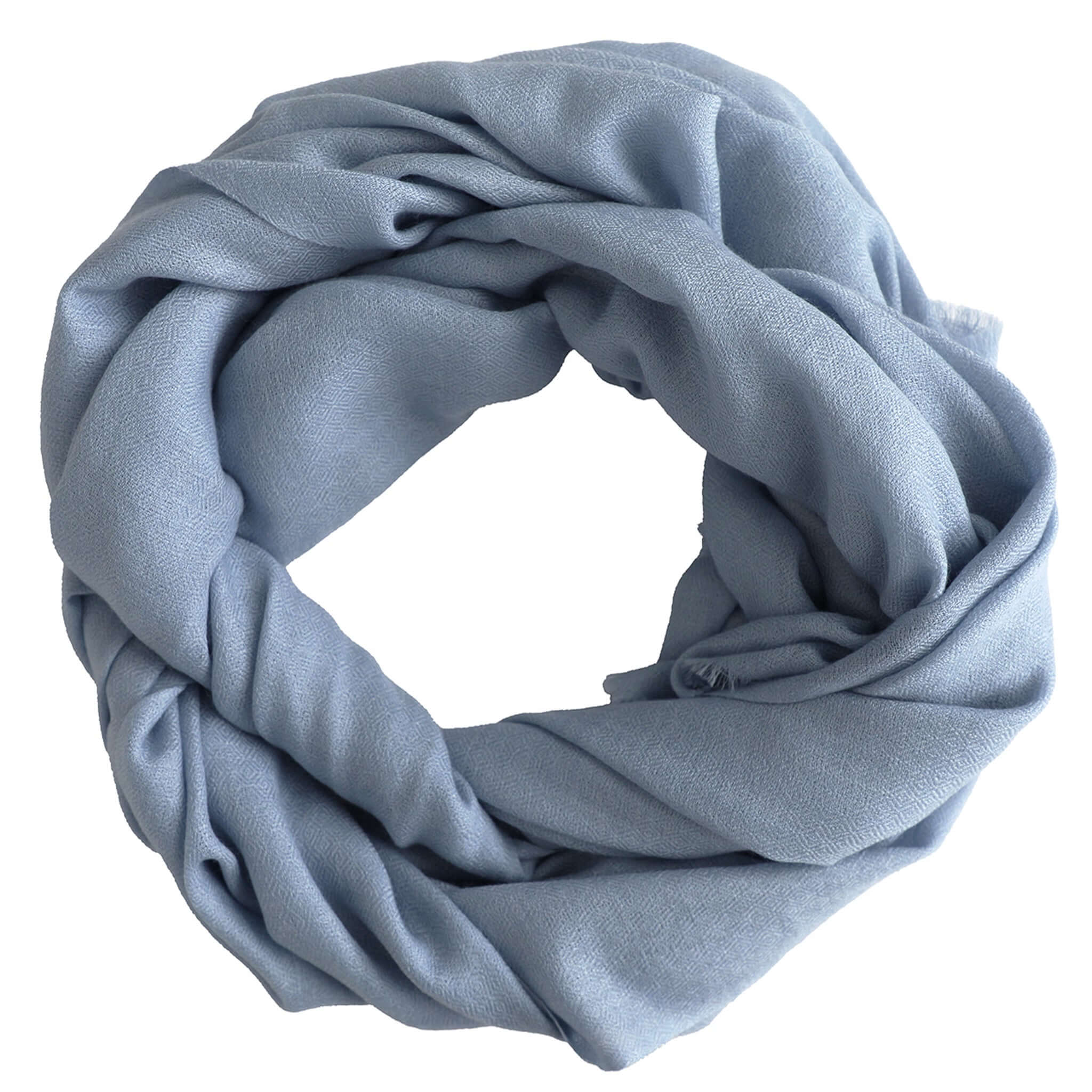 Good & Co Plain Wool Scarf - Stormy Blue elegantly styled in a soft diamond weave, perfect for layering and cozy warmth.