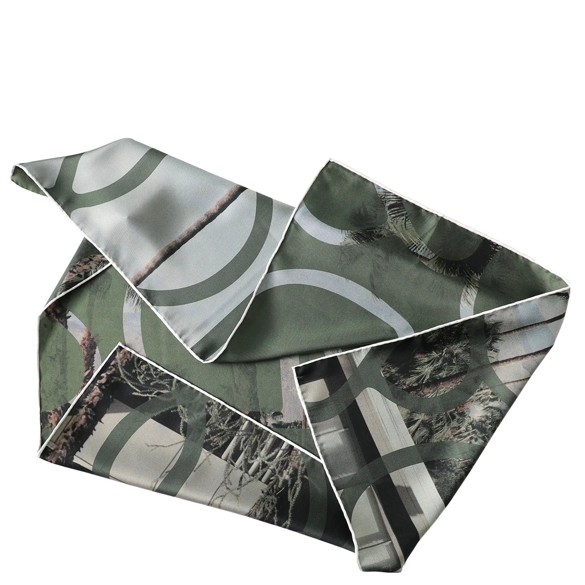 Folded fabric with geometric pattern on a white background