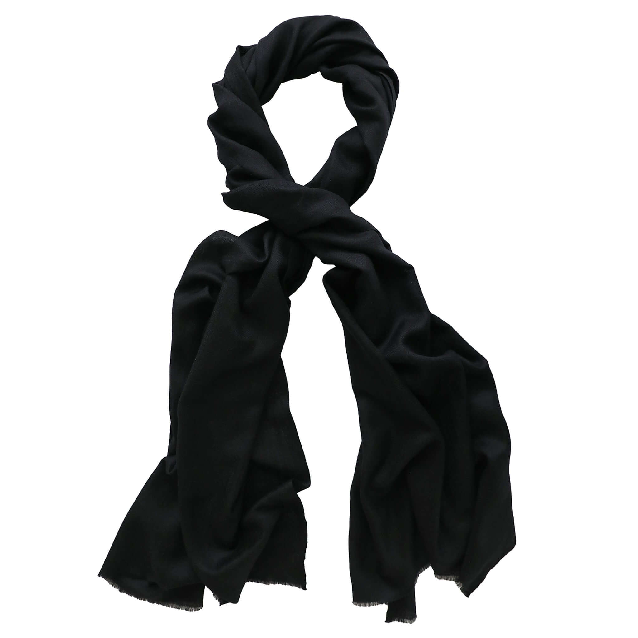 Good & Co Plain Wool Scarf - Black elegantly styled with a soft, luxurious drape perfect for cooler months.