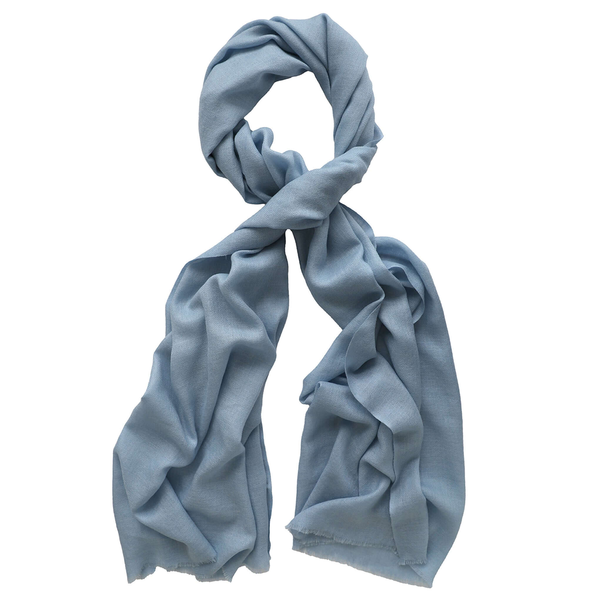 Good & Co Plain Wool Scarf - Stormy Blue elegantly draped, showcasing its soft, lightweight texture and versatile styling.