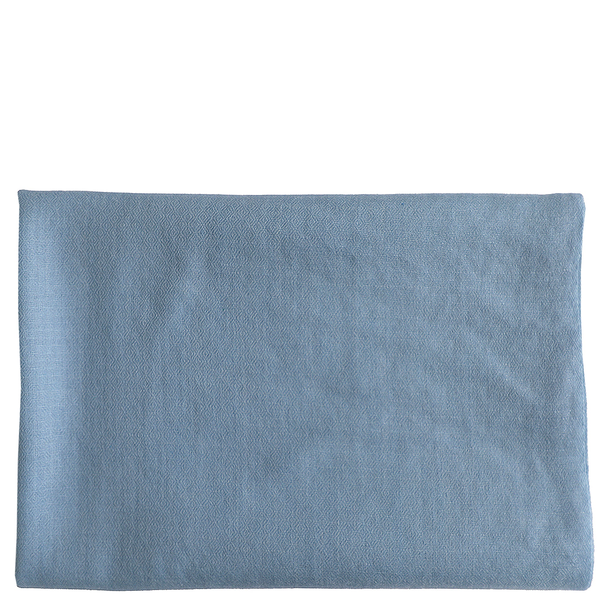 Good & Co Plain Wool Scarf - Stormy Blue laid flat, showcasing its fine diamond weave and soft texture.