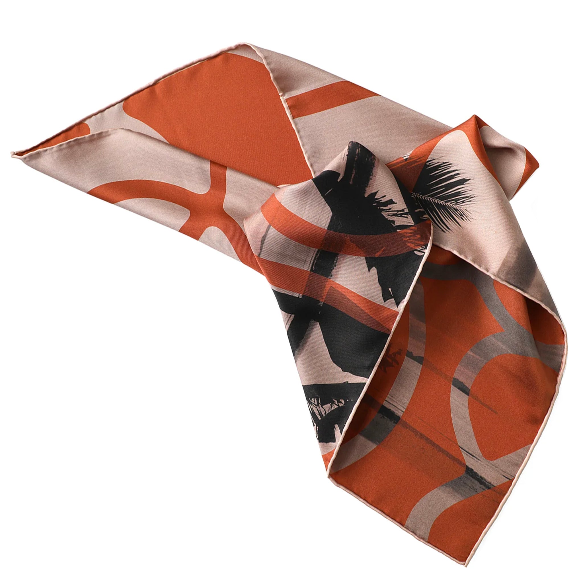 Silk scarf with abstract pattern on a white background