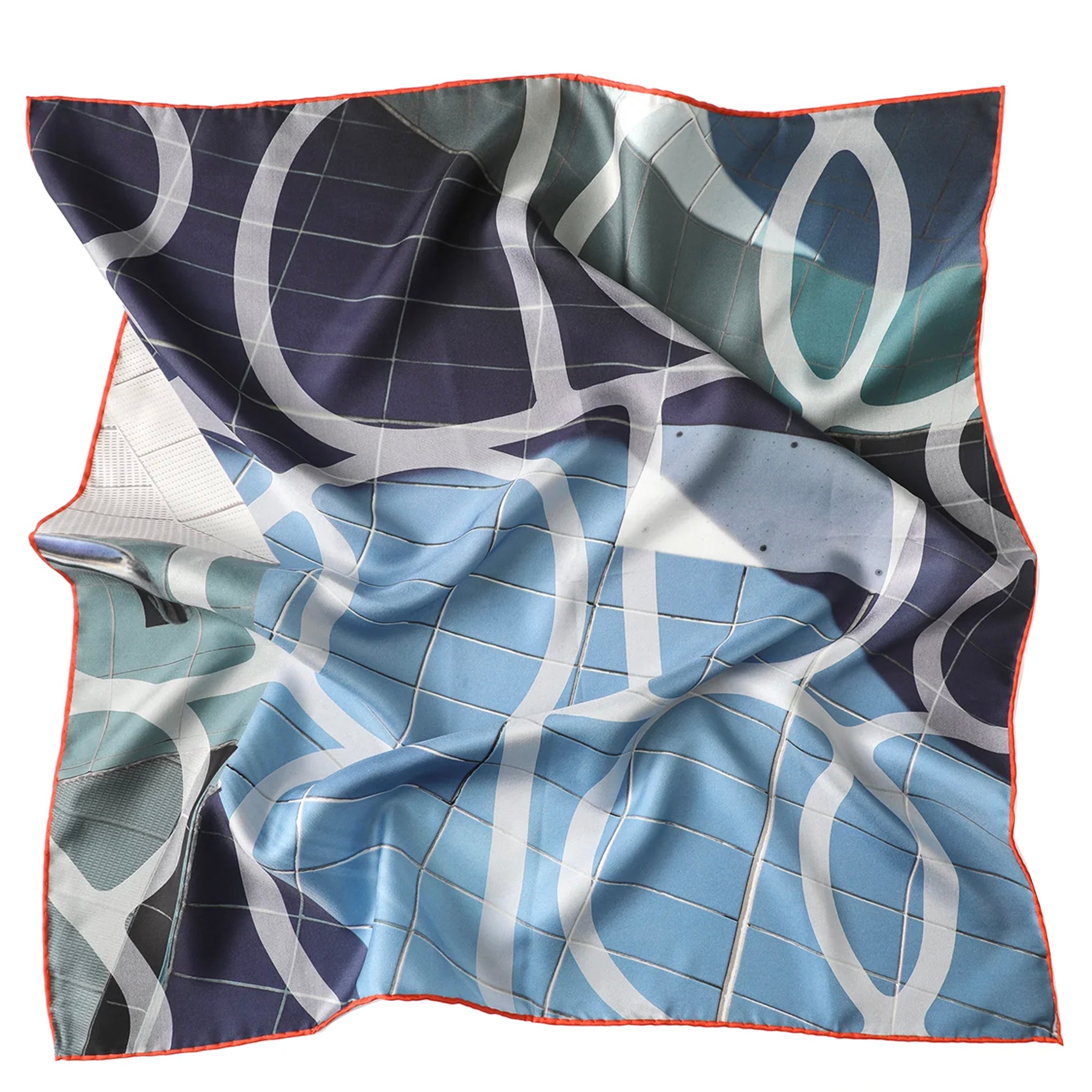 Colorful patterned fabric with abstract design on a white background