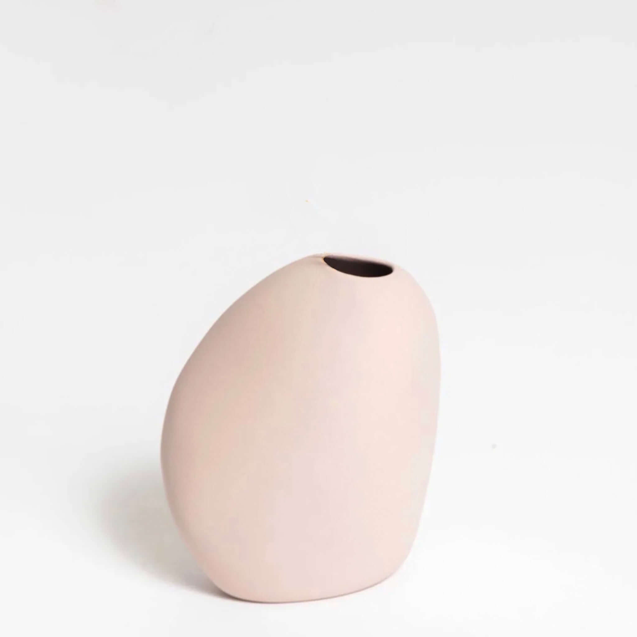 Harmie Ceramic Great Vase - Blush Pink, smooth pebble-like form in soft blush, ideal for single stem or empty display.