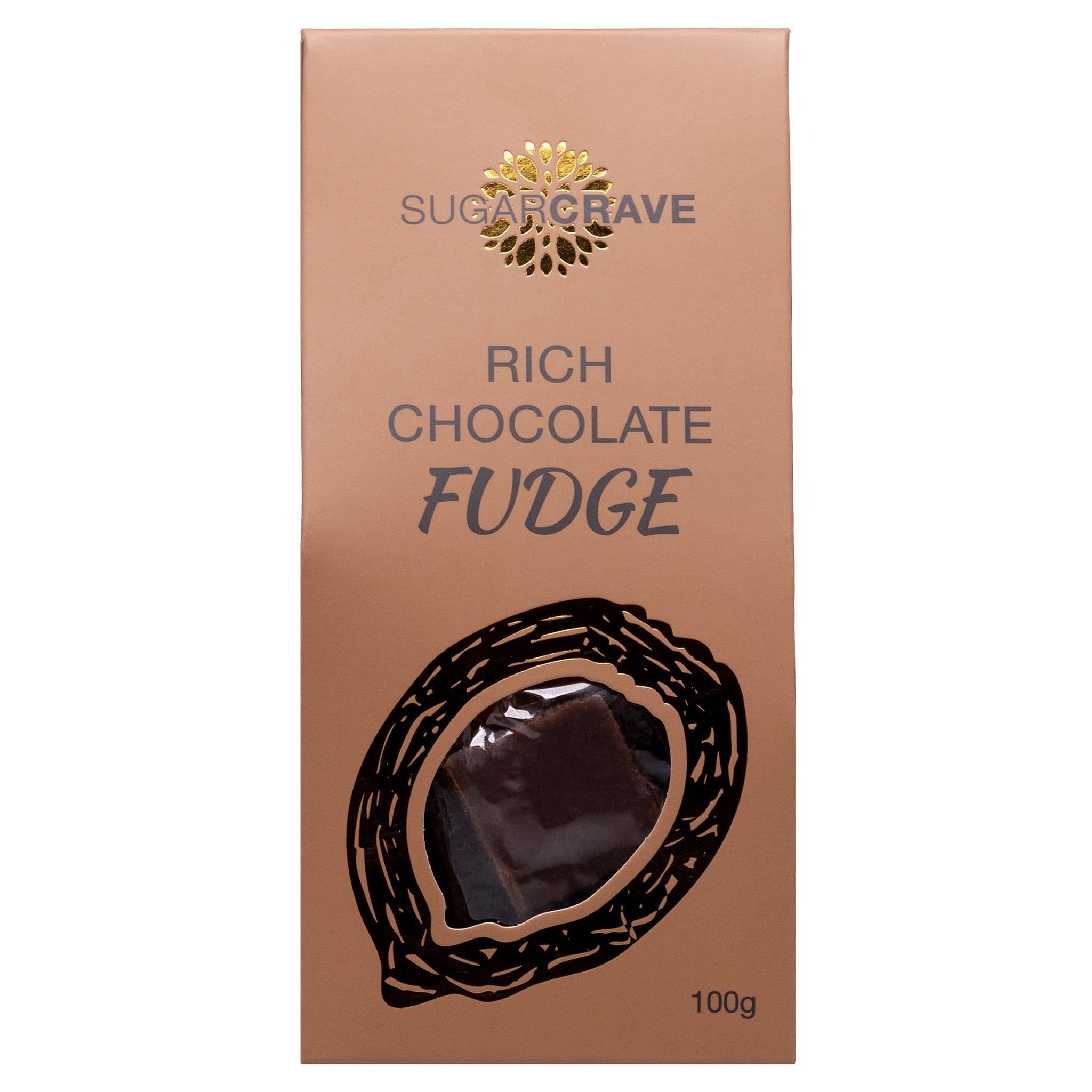 Box of Sugar Grave Rich Chocolate Fudge on a white background