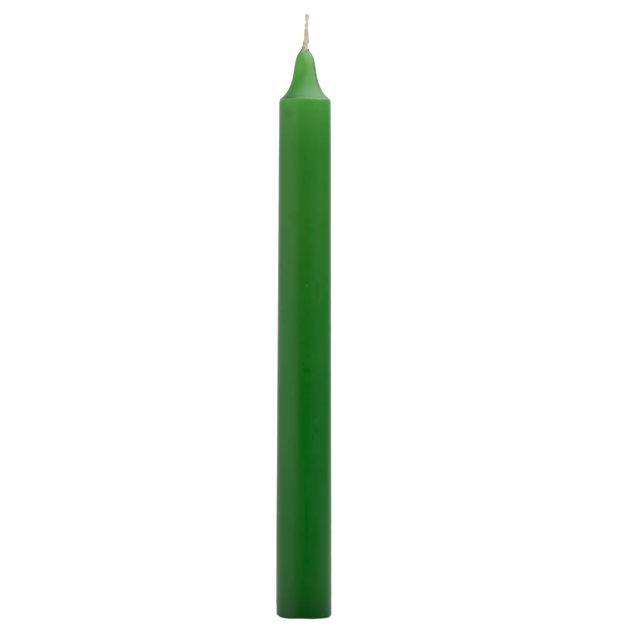 Green candle on a white background