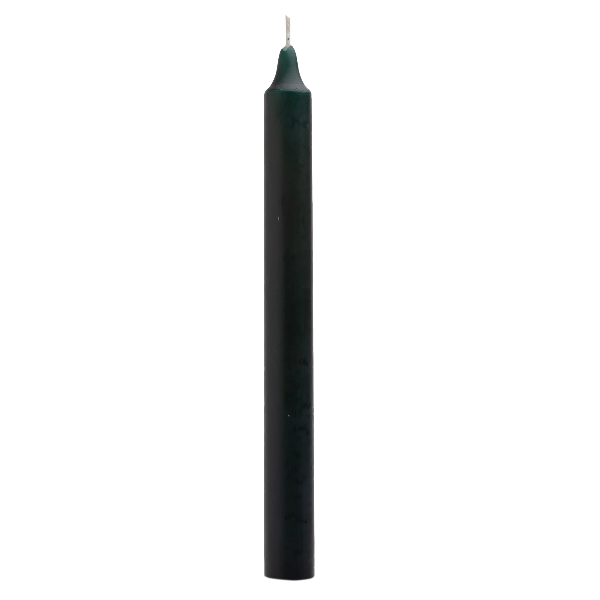 Dark green candle on a white background