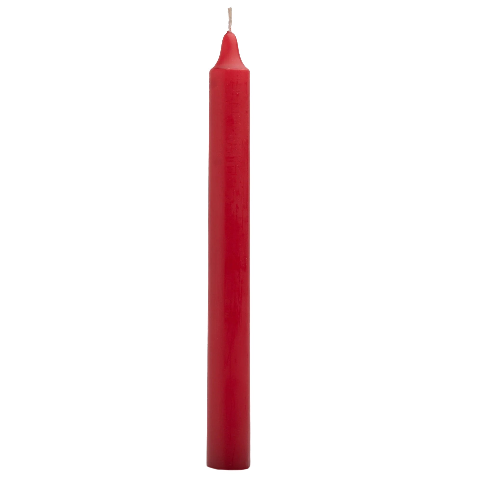 Red candle on a white background