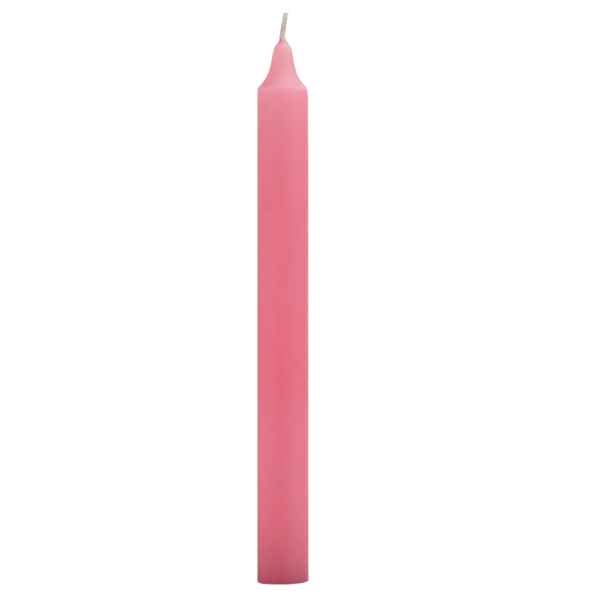 Household Taper Candle in Rose Pink, made from natural materials by National Candles, 240mm high.