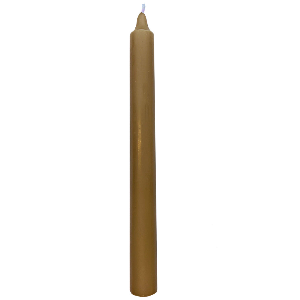 Taupe taper candle on a white background