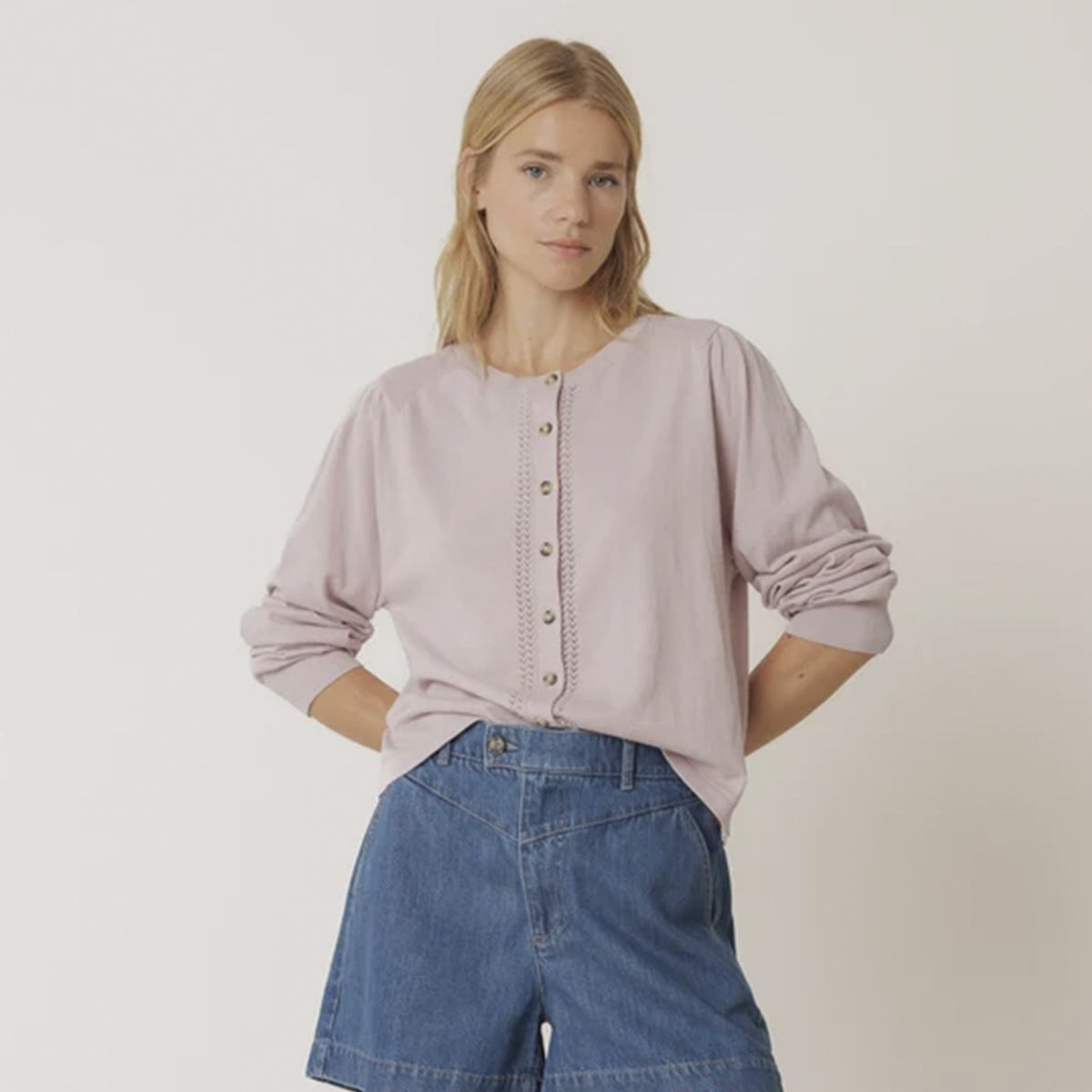 Indi & Cold Organic Cotton Cardigan - Dew