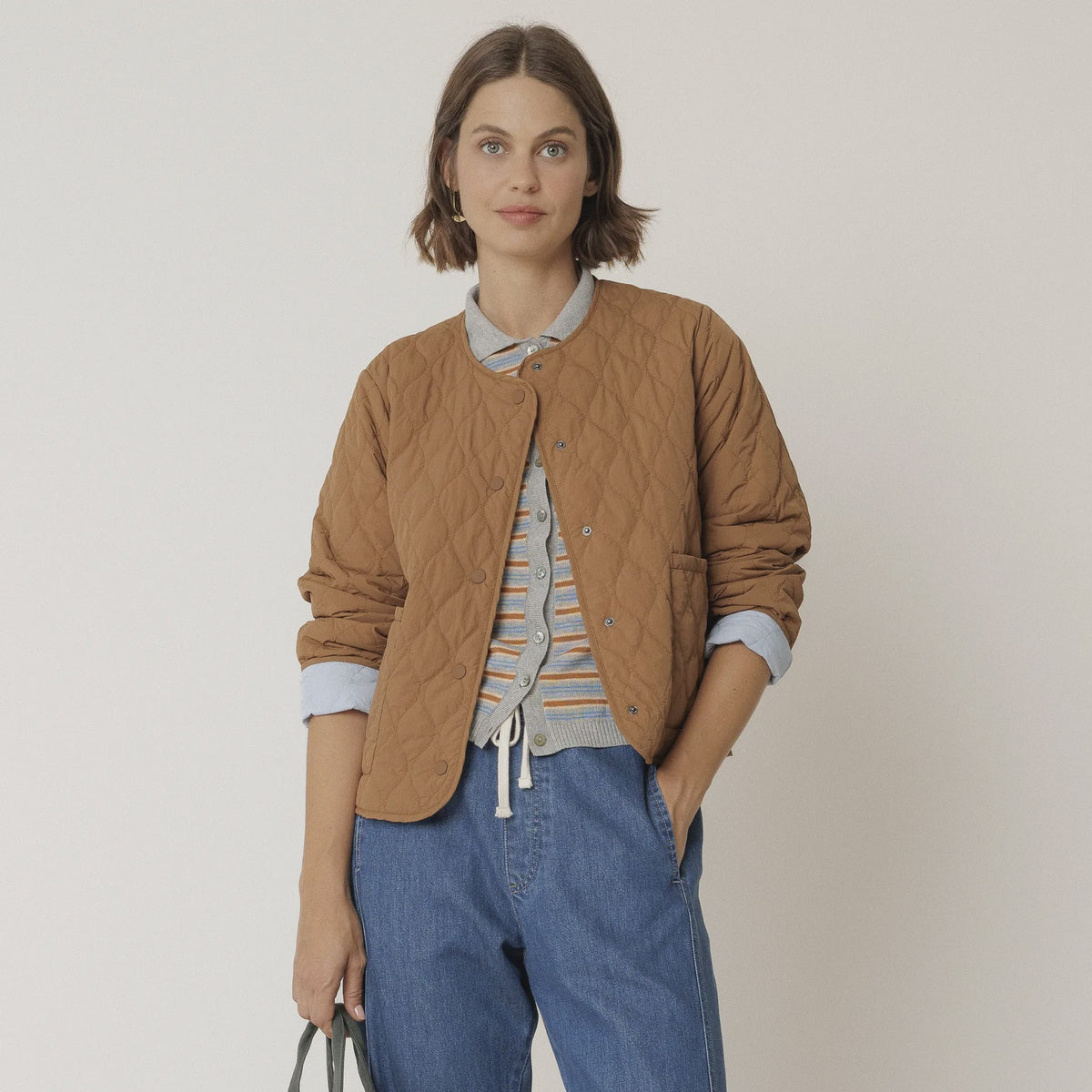 Indi & Cold Reversible Quilted Coat - Almond