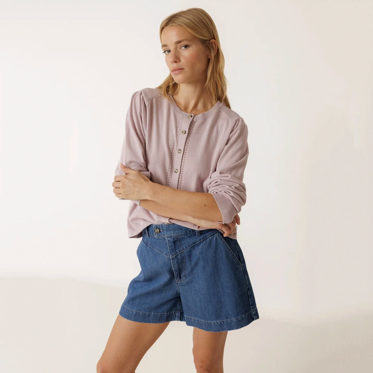 Indi & Cold Organic Cotton Cardigan - Dew