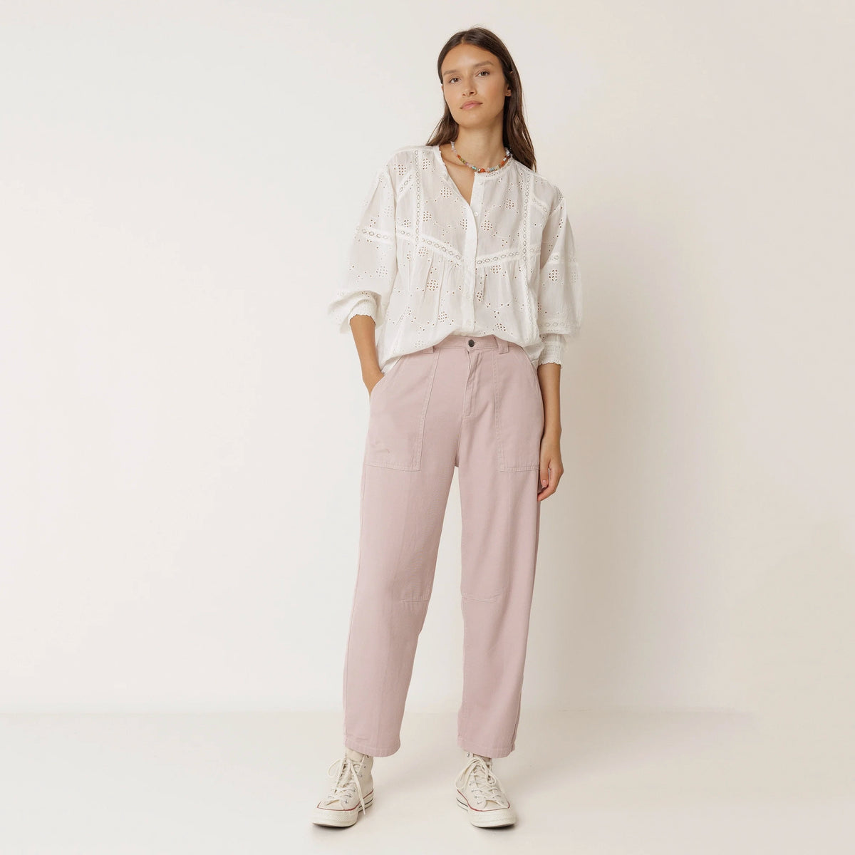 Indi & Cold Schiffli Embroidered Shirt - White