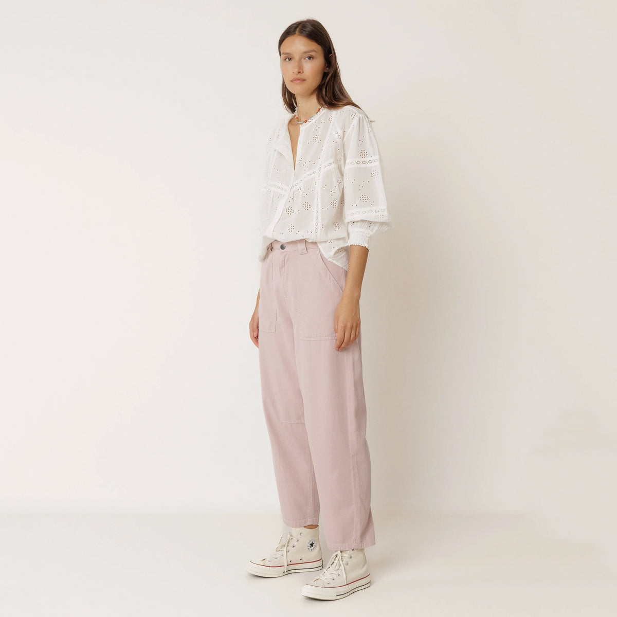 Indi & Cold Schiffli Embroidered Shirt - White