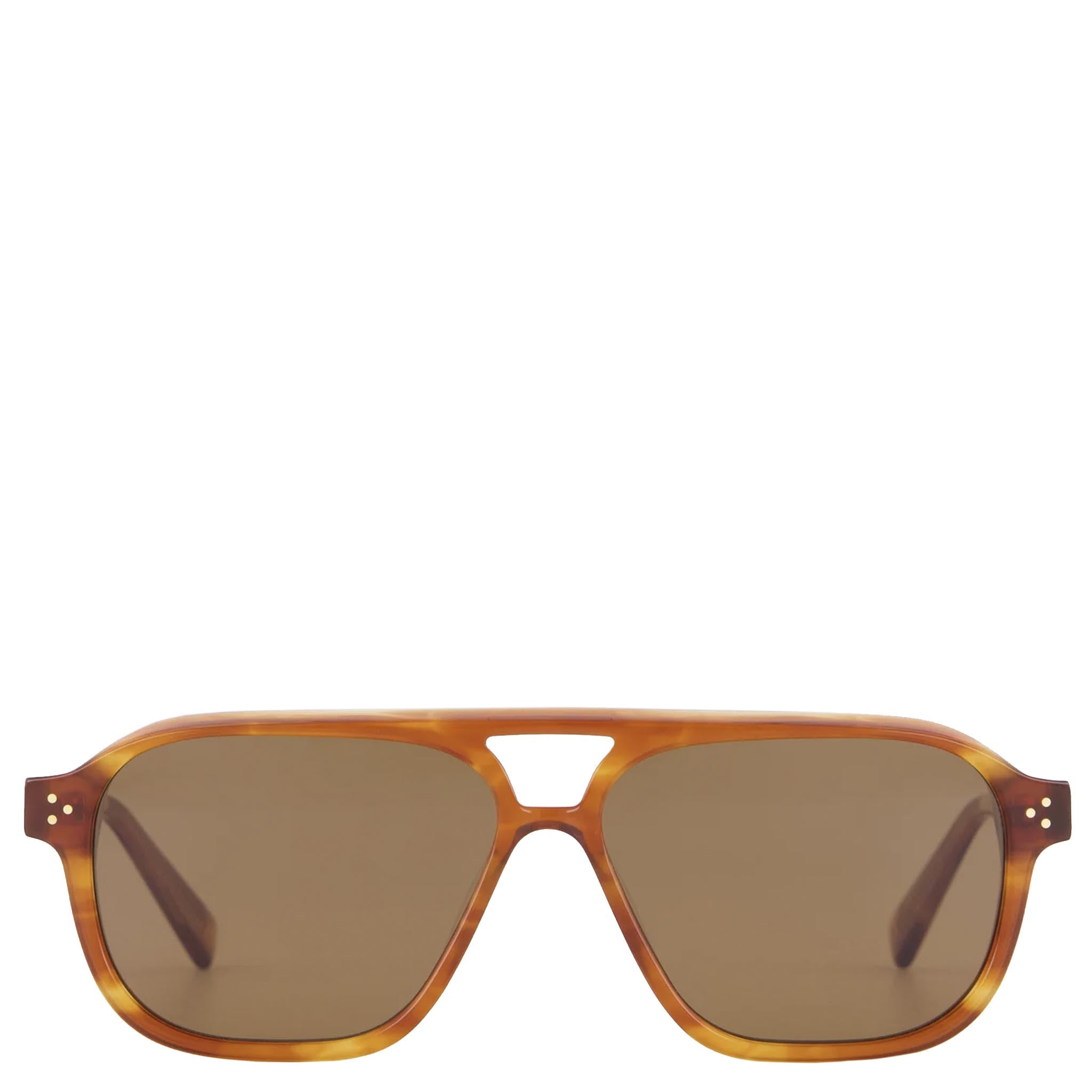 Sunglasses with a tortoiseshell frame on a white background