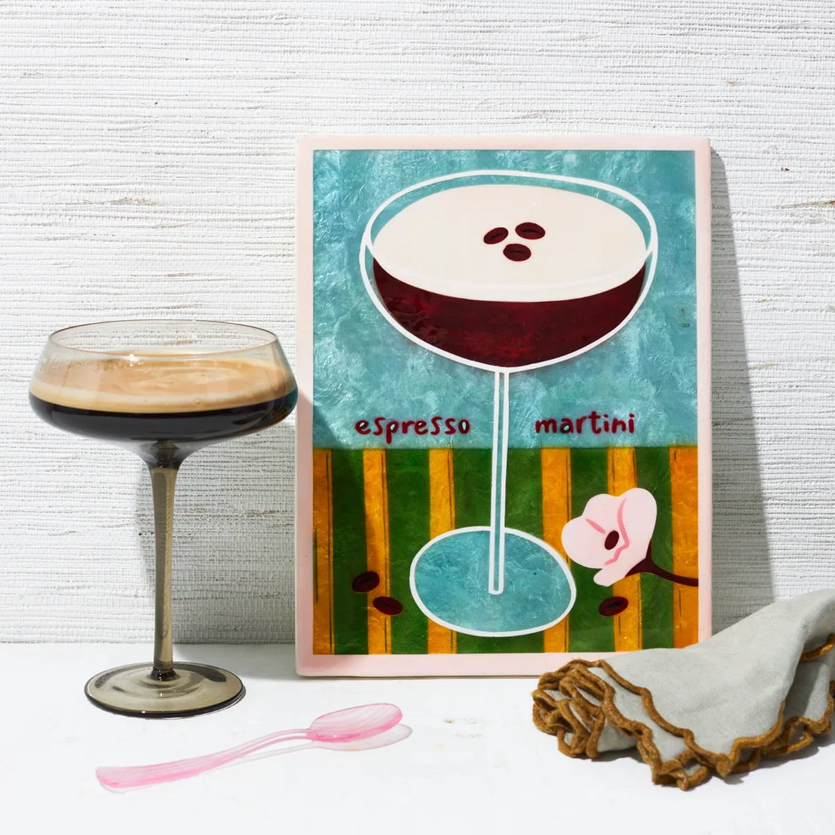 Jones & Co Capiz Shell Happy Hour Wall Art - Espresso Martini