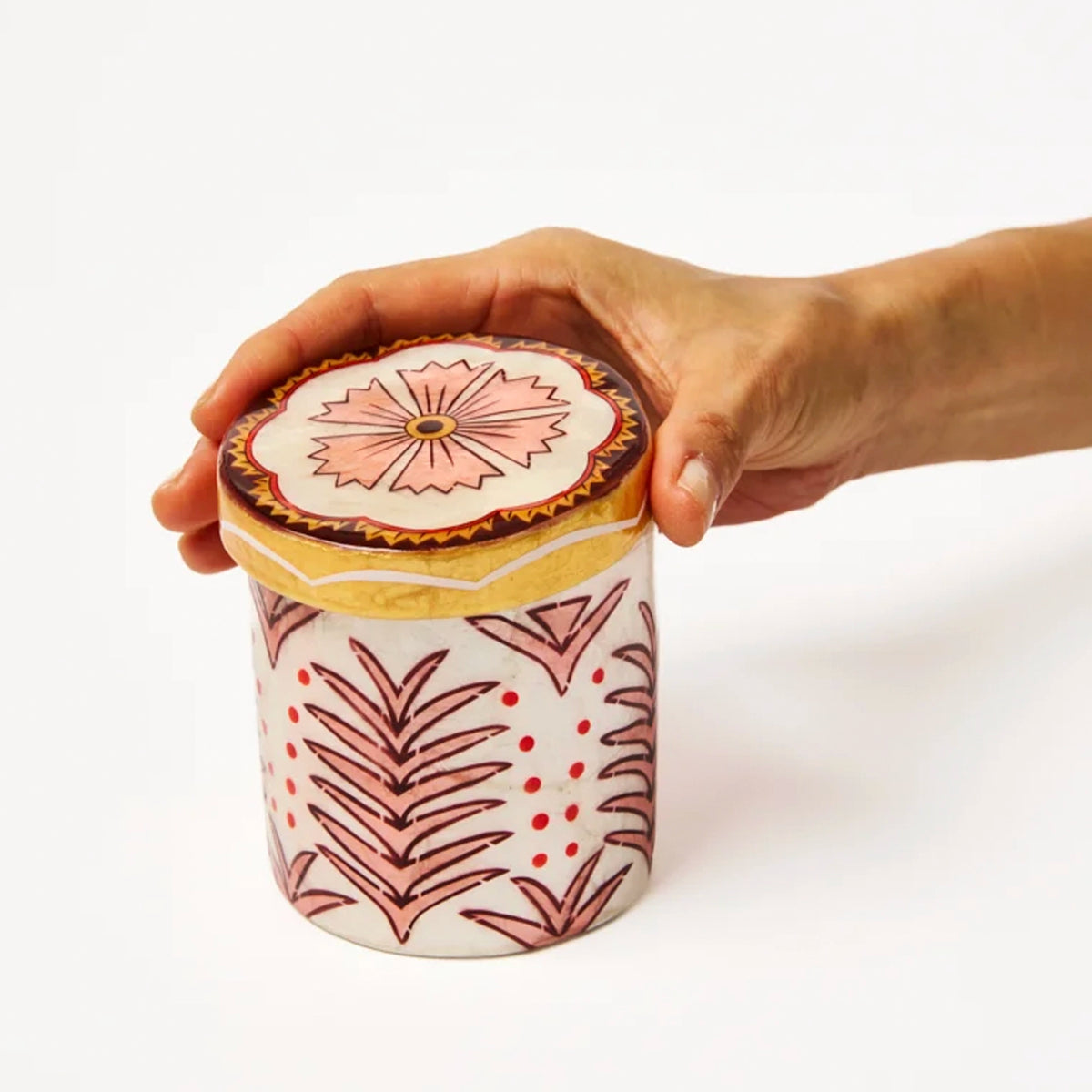 Jones & Co Capiz Shell Samira Tall Box - Pink Flower