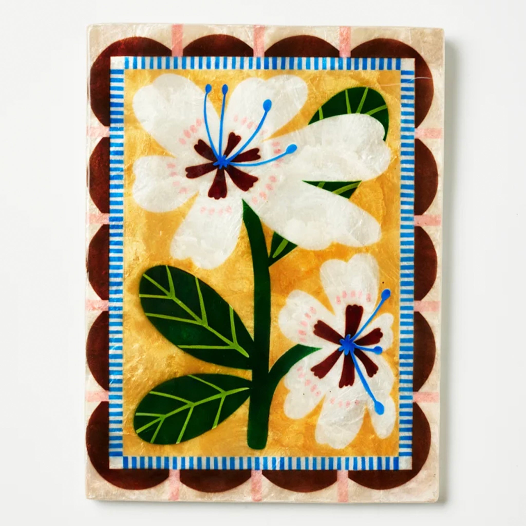 Jones & Co Capiz Wall Art - Bloom Nouveau White Rectangle