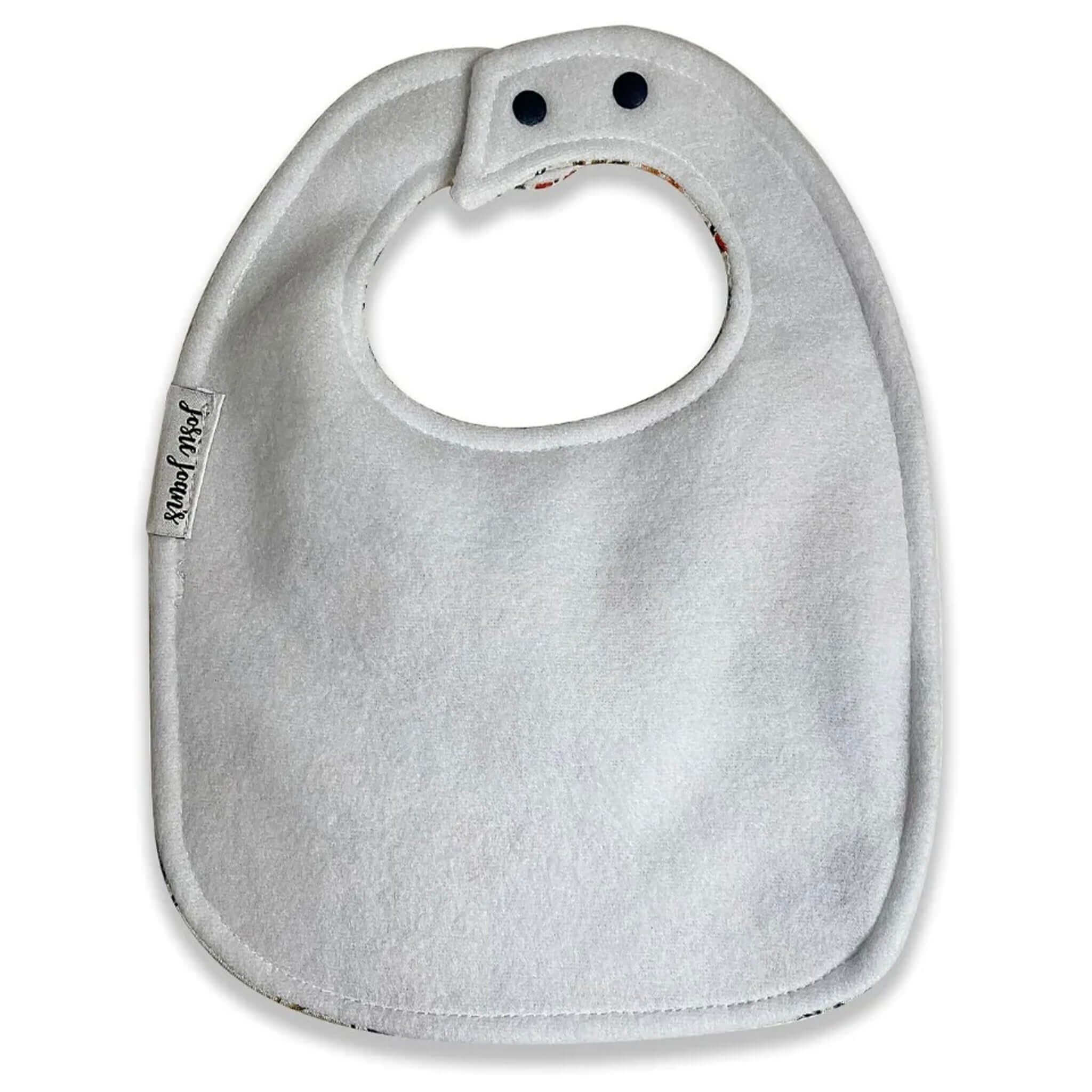 Josie Joan's Linen Bib - Sybil with snap buttons and soft micro fleece backing, absorbent baby bib for mealtimes