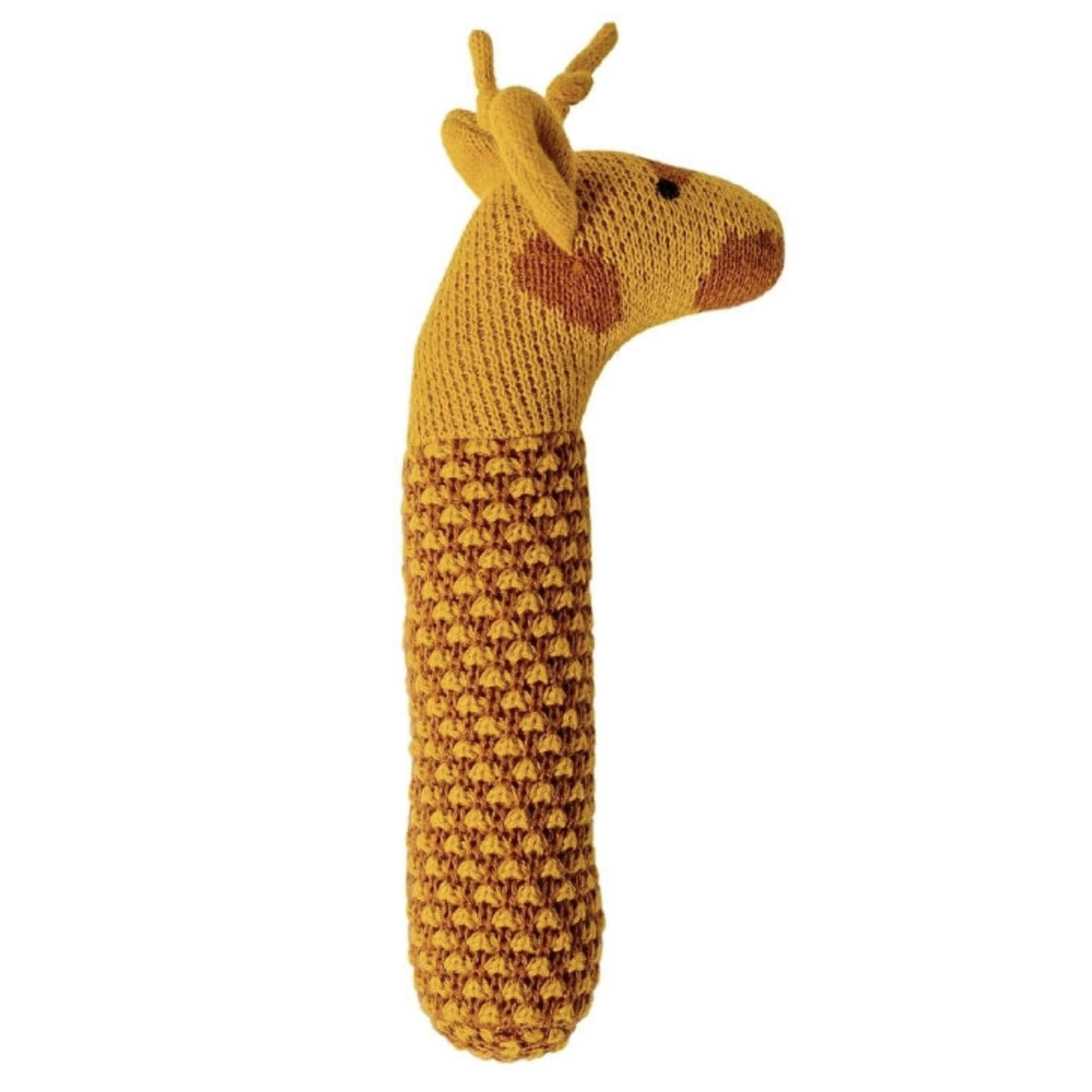 Baby Rattle - Jungle Giraffe, handmade giraffe rattle in soft, squishable cotton for babies.