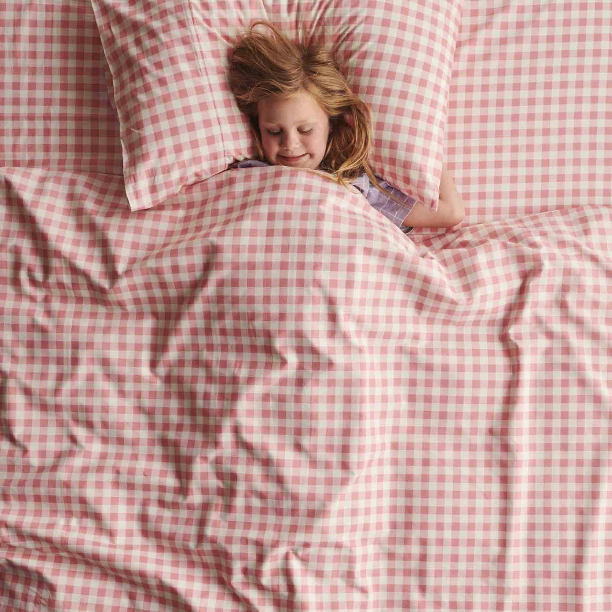 Kip & Co Organic Cotton Fitted Sheet - Gingham Candy - Tea Pea Home