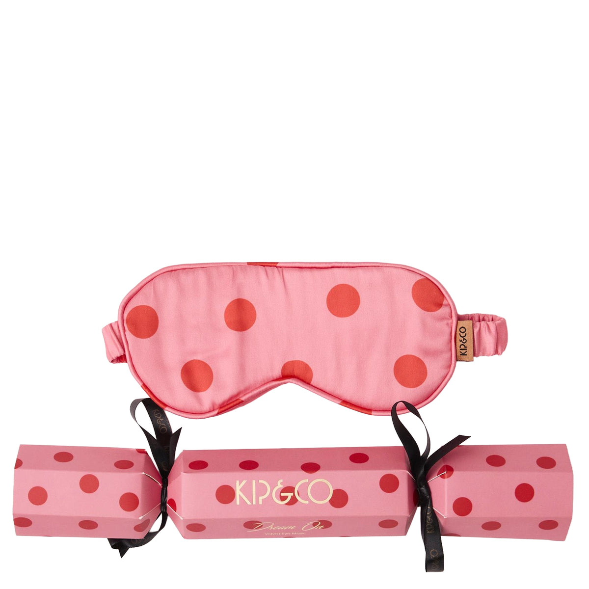Kip & Co Eco Satin Bon Bon Eye Mask Set - Polkadot Pink