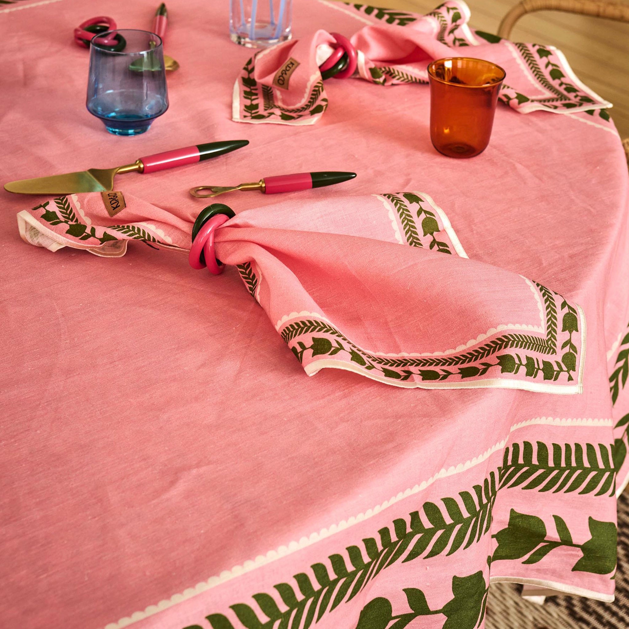 Kip & Co Embroidered Linen Tablecloth - Flower Chain