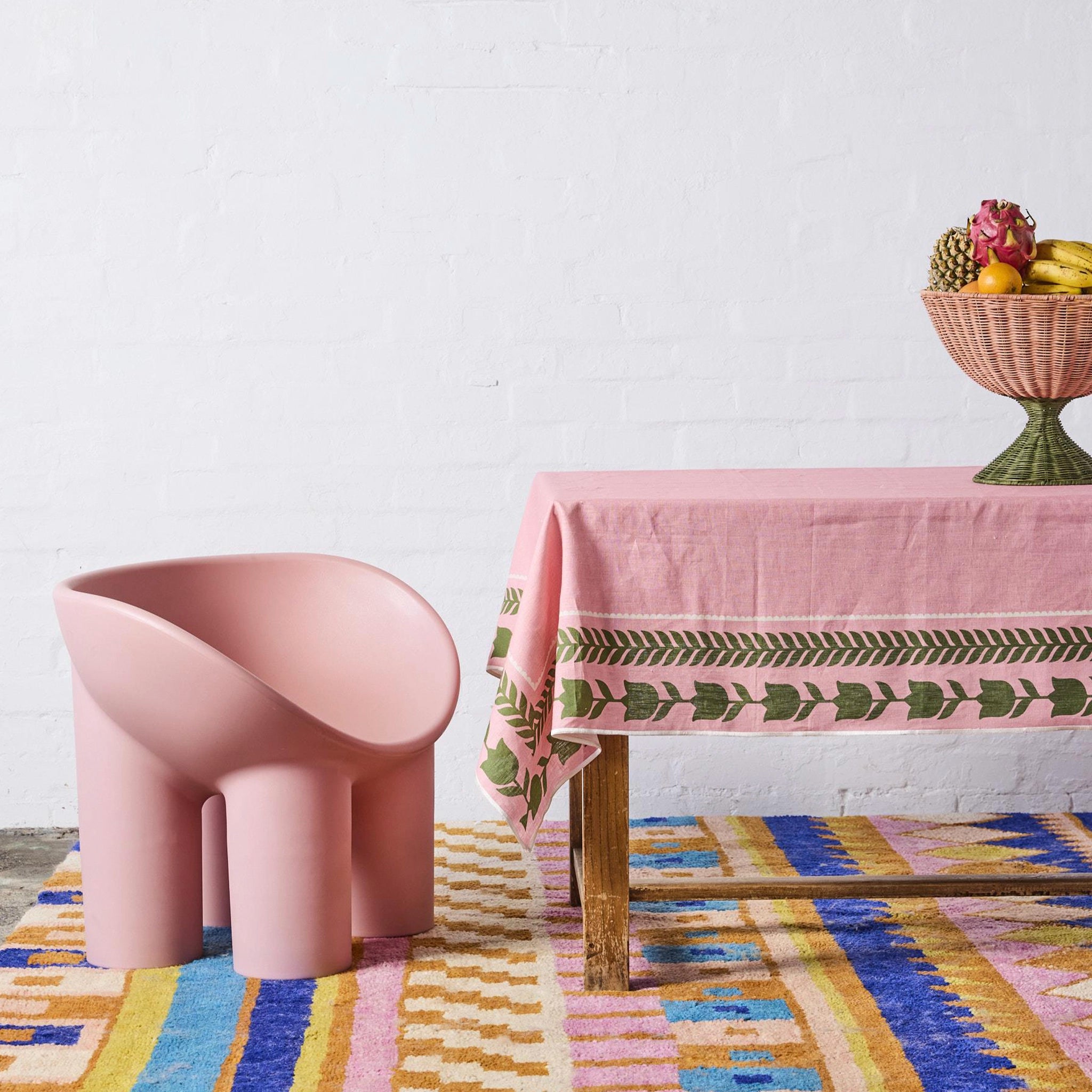 Kip & Co Embroidered Linen Tablecloth - Flower Chain