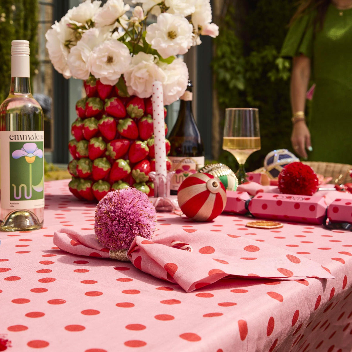Kip & Co Linen & Cotton Tablecloth - Polkadot Pink
