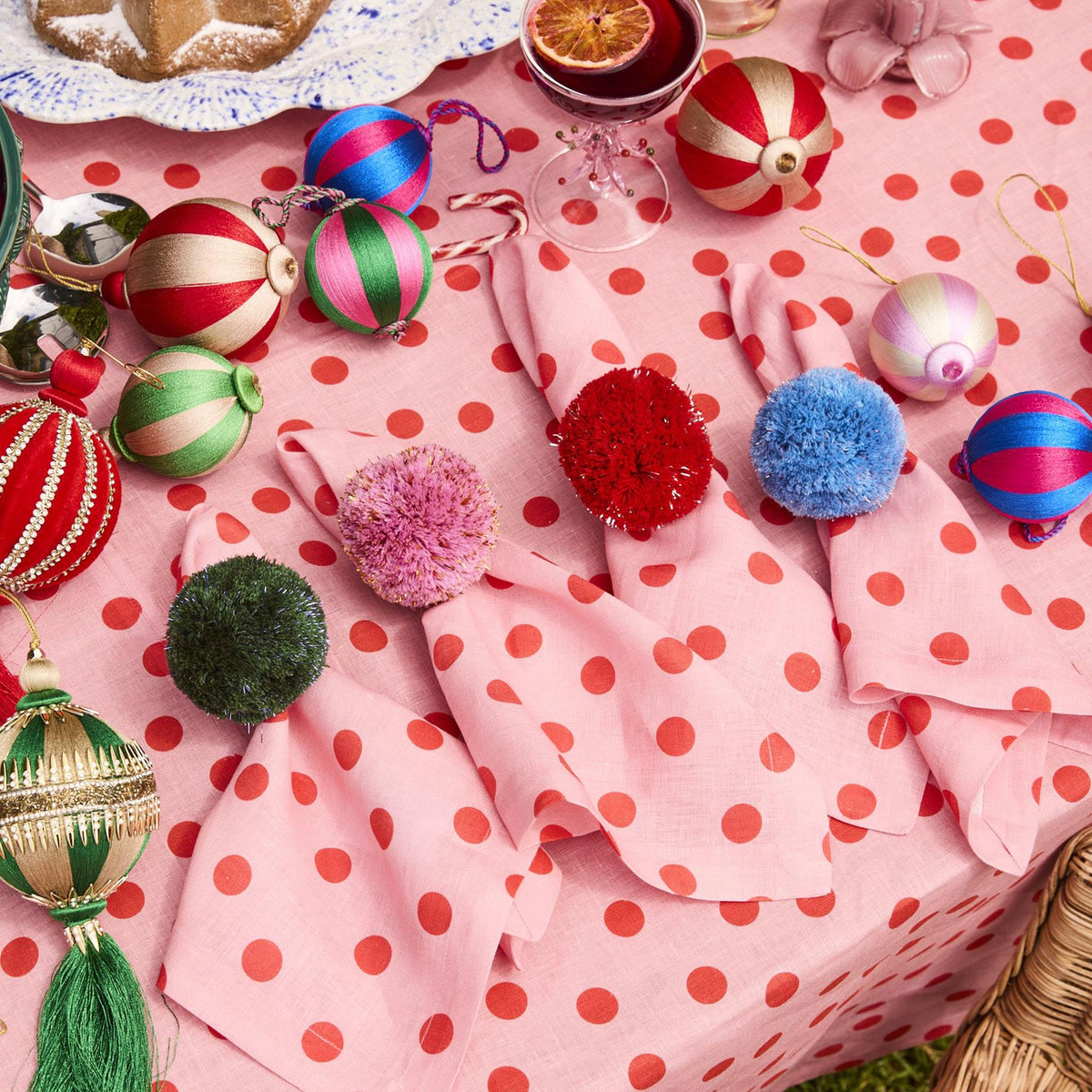 Kip & Co Linen & Cotton Tablecloth - Polkadot Pink