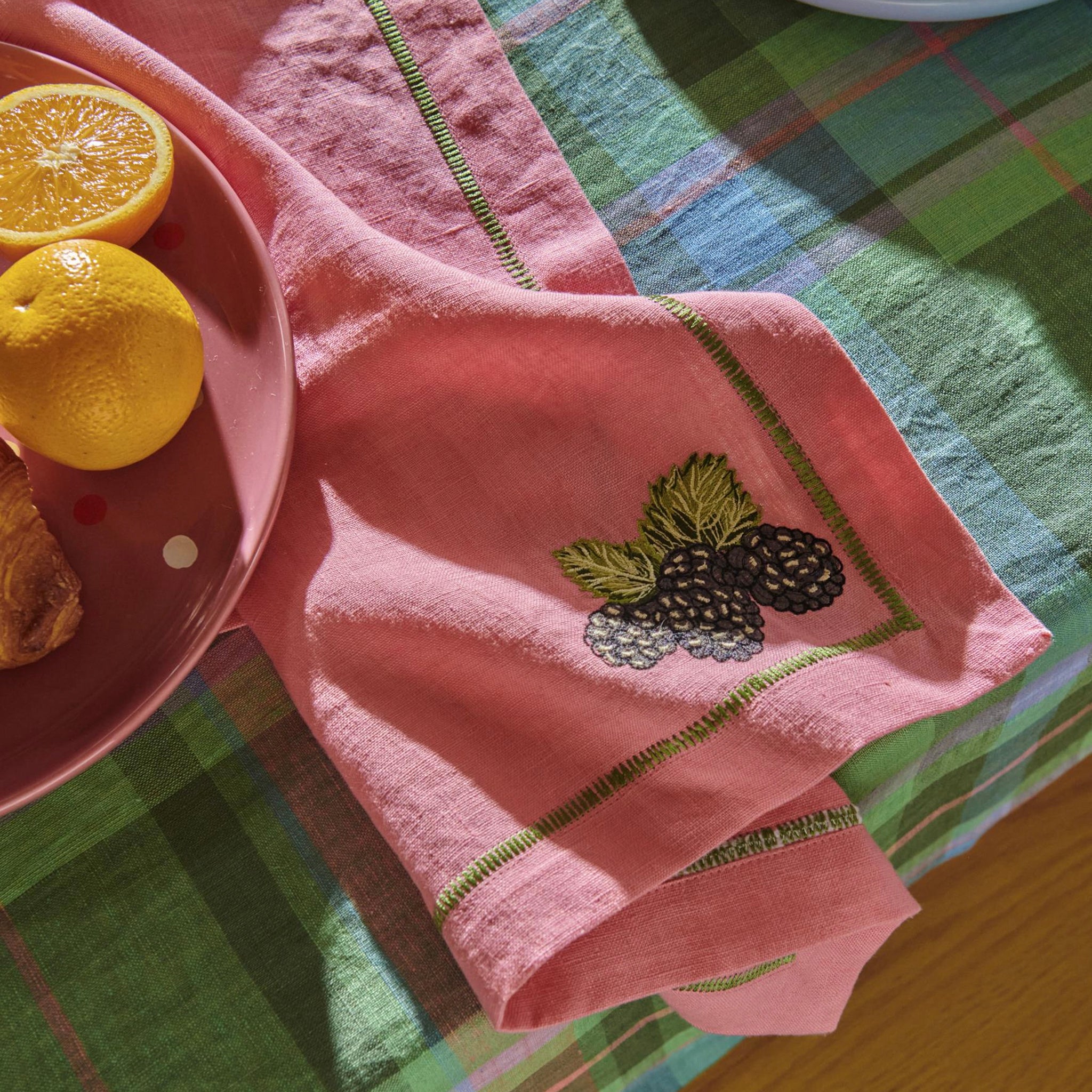 Kip & Co Linen Embroidered Napkin Set - Berry Bliss
