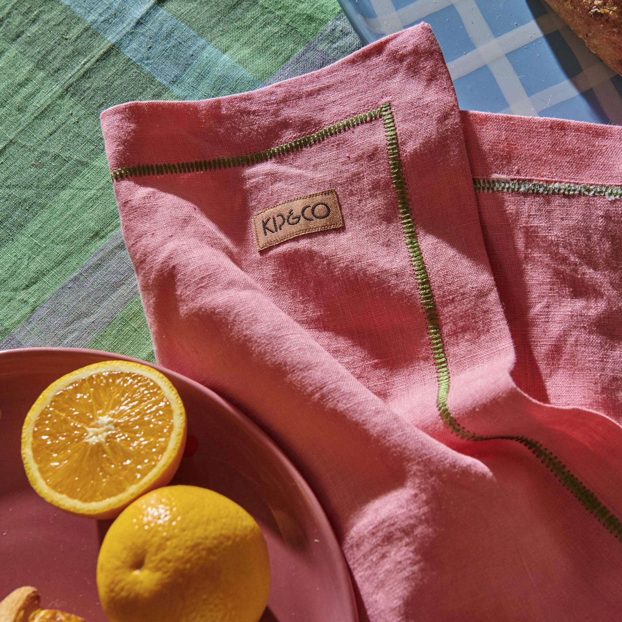 Kip & Co Linen Embroidered Napkin Set - Berry Bliss