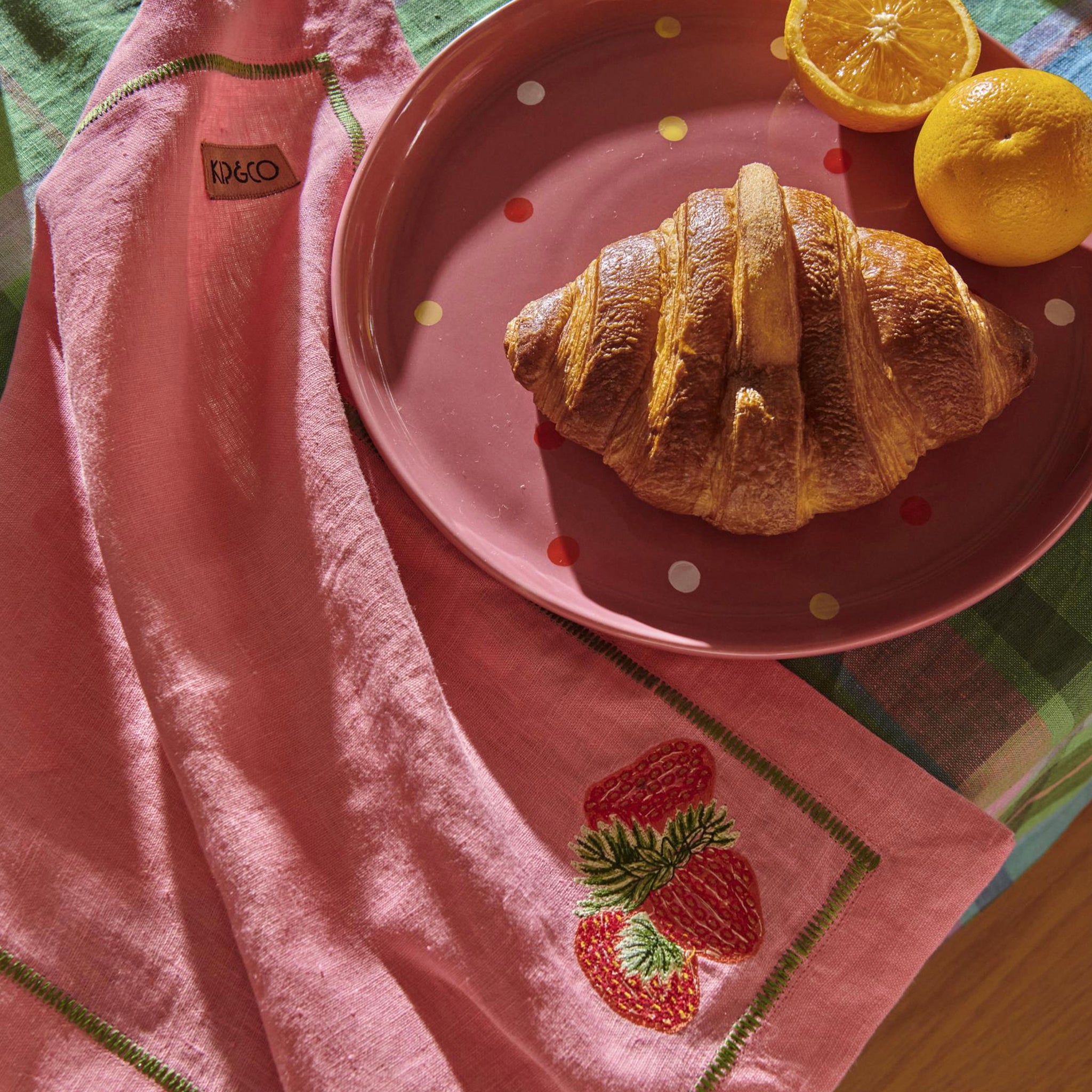Kip & Co Linen Embroidered Napkin Set - Berry Bliss