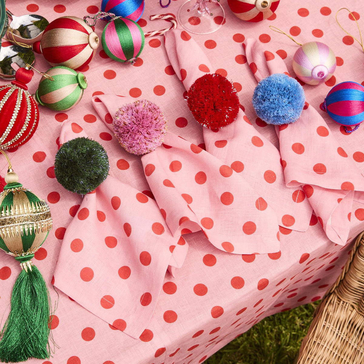 Kip & Co Linen & Cotton Napkin Set - Polkadot Pink