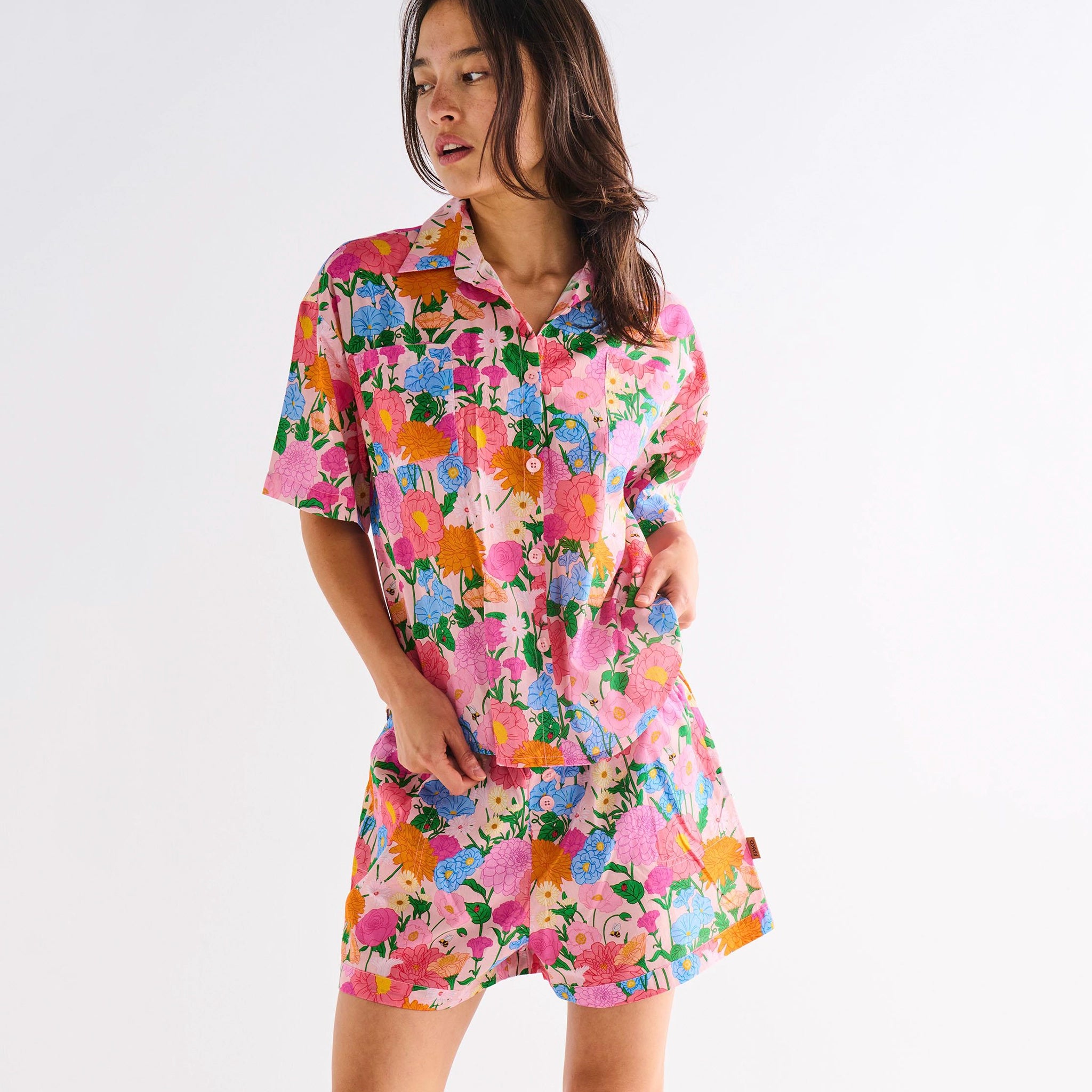 Kip & Co Organic Cotton Short Sleeve Shirt & Shorts Pyjama Set - Follow the Sun