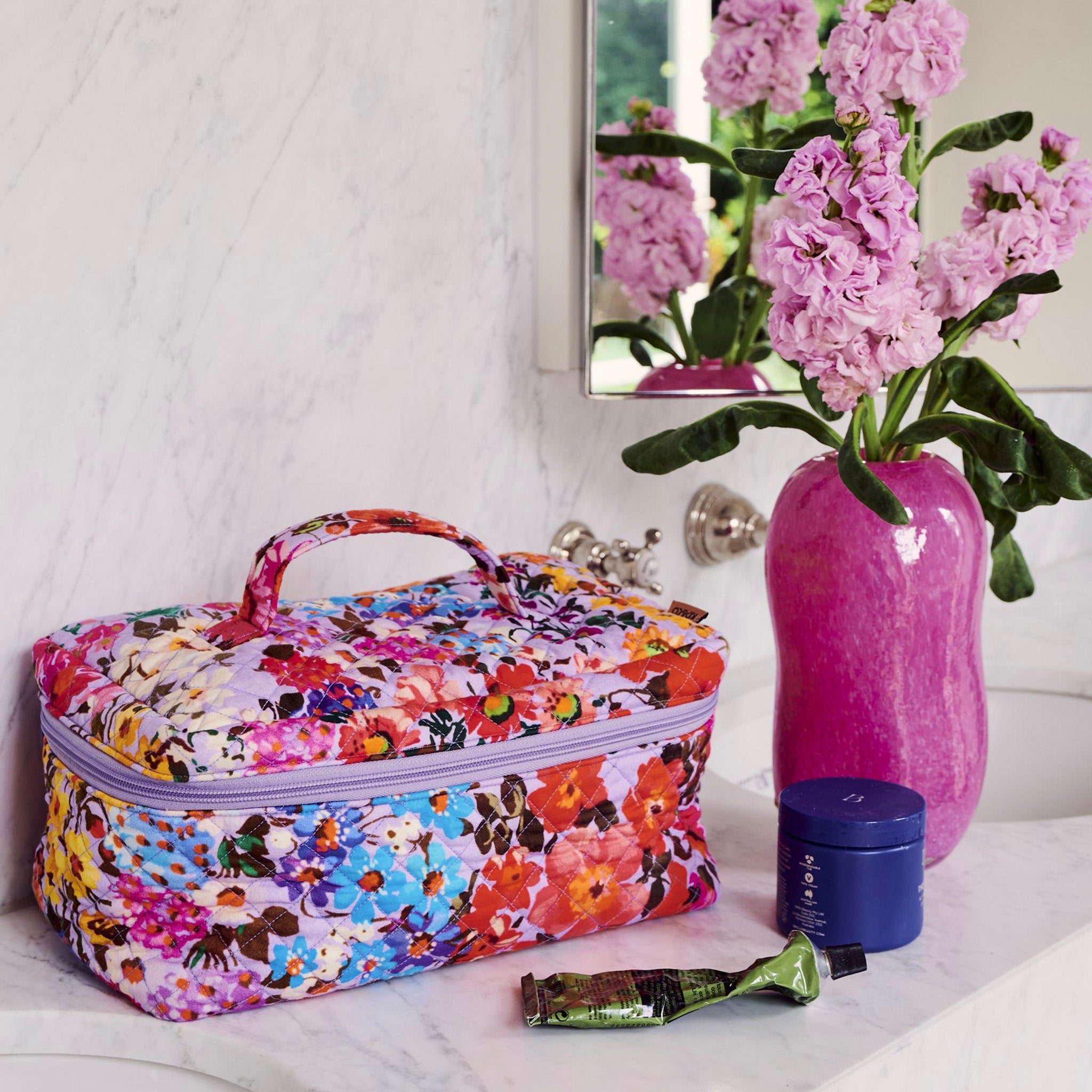 Kip & Co Quilted Toiletry Case - Forever Floral Lilac