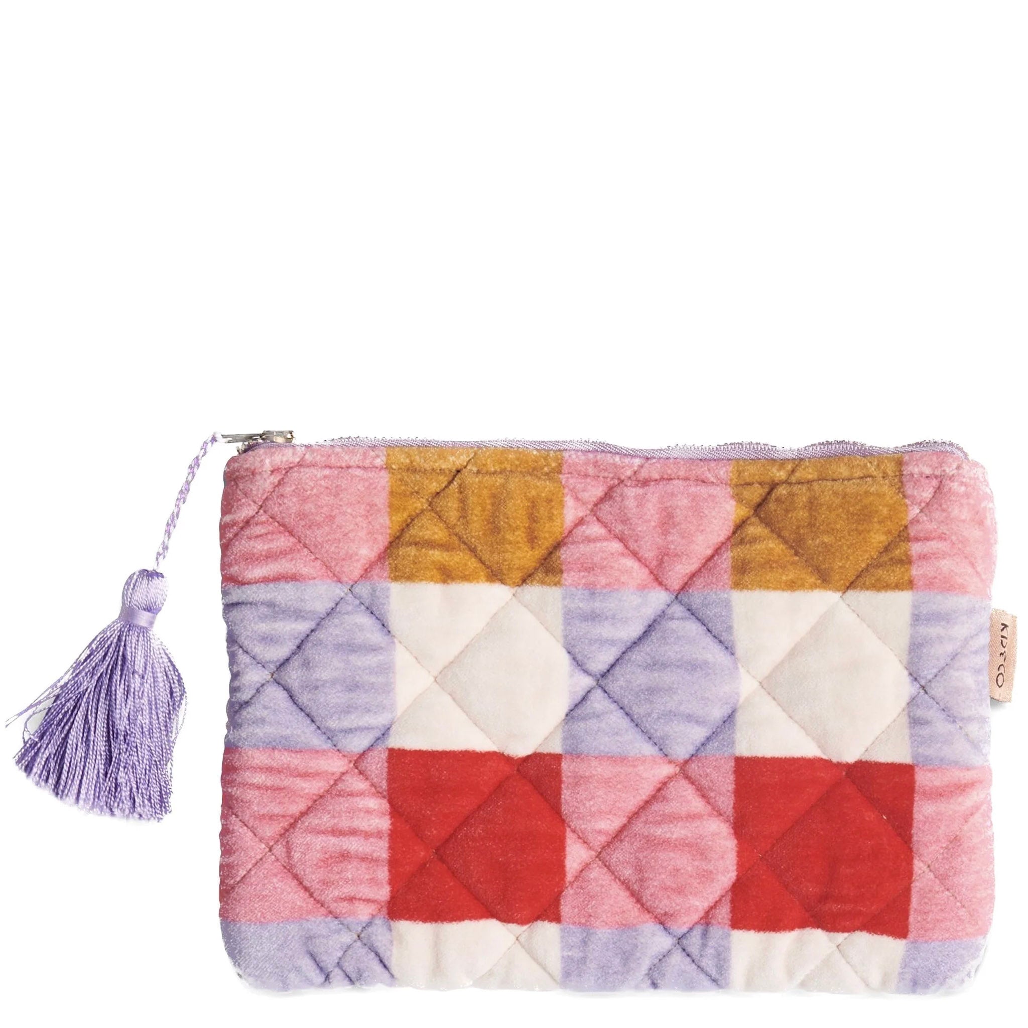 Kip & Co Quilted Velvet Cosmetics Purse - Summer Check