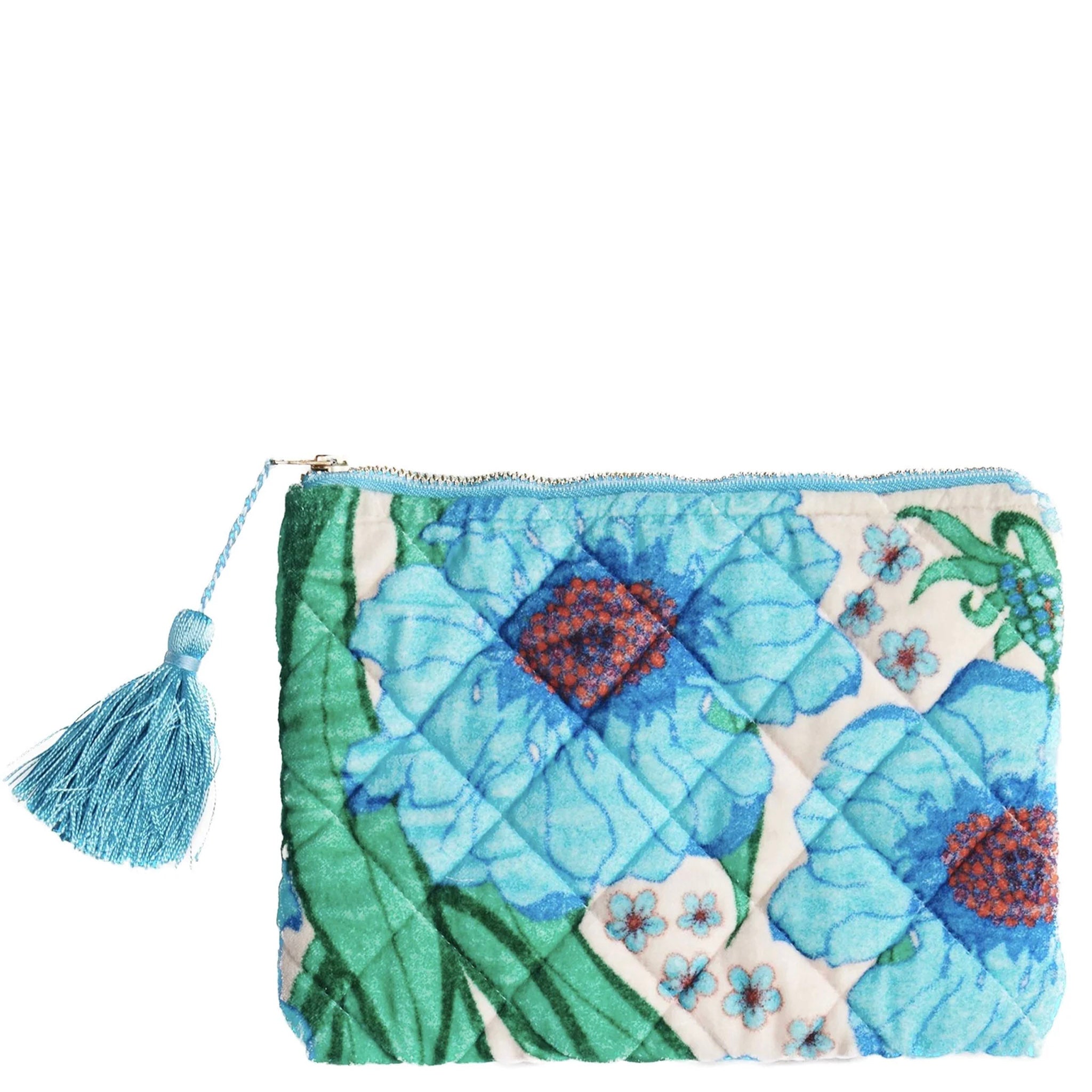 Kip & Co Quilted Velvet Cosmetics Purse - Tumbling Flowers