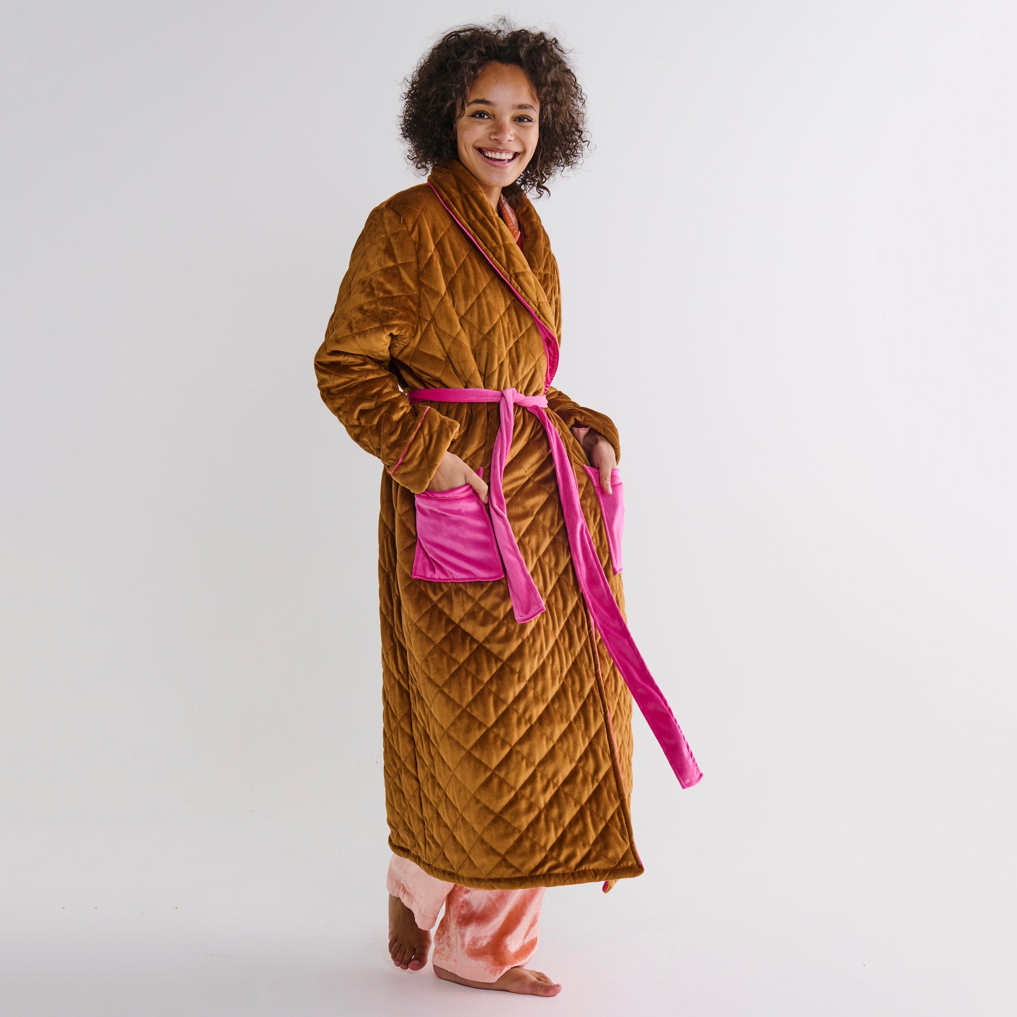 Kip & Co Quilted Velvet Robe - Pecan Delight
