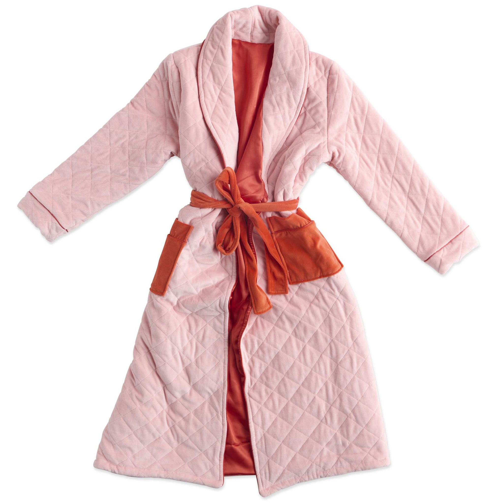 Kip & Co Quilted Velvet Robe - Pretty in Peach