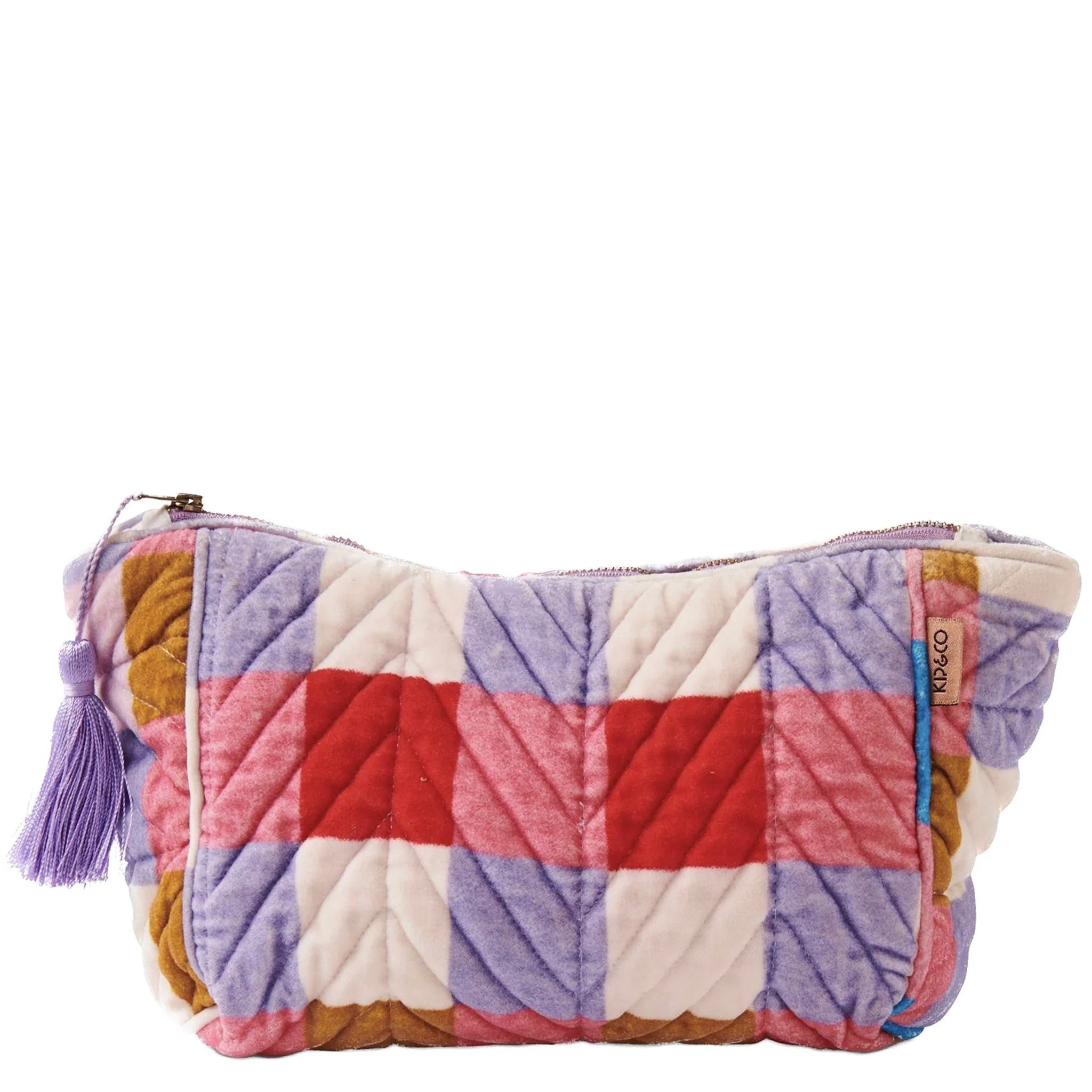 Kip & Co Quilted Velvet Toiletry Bag - Summer Check