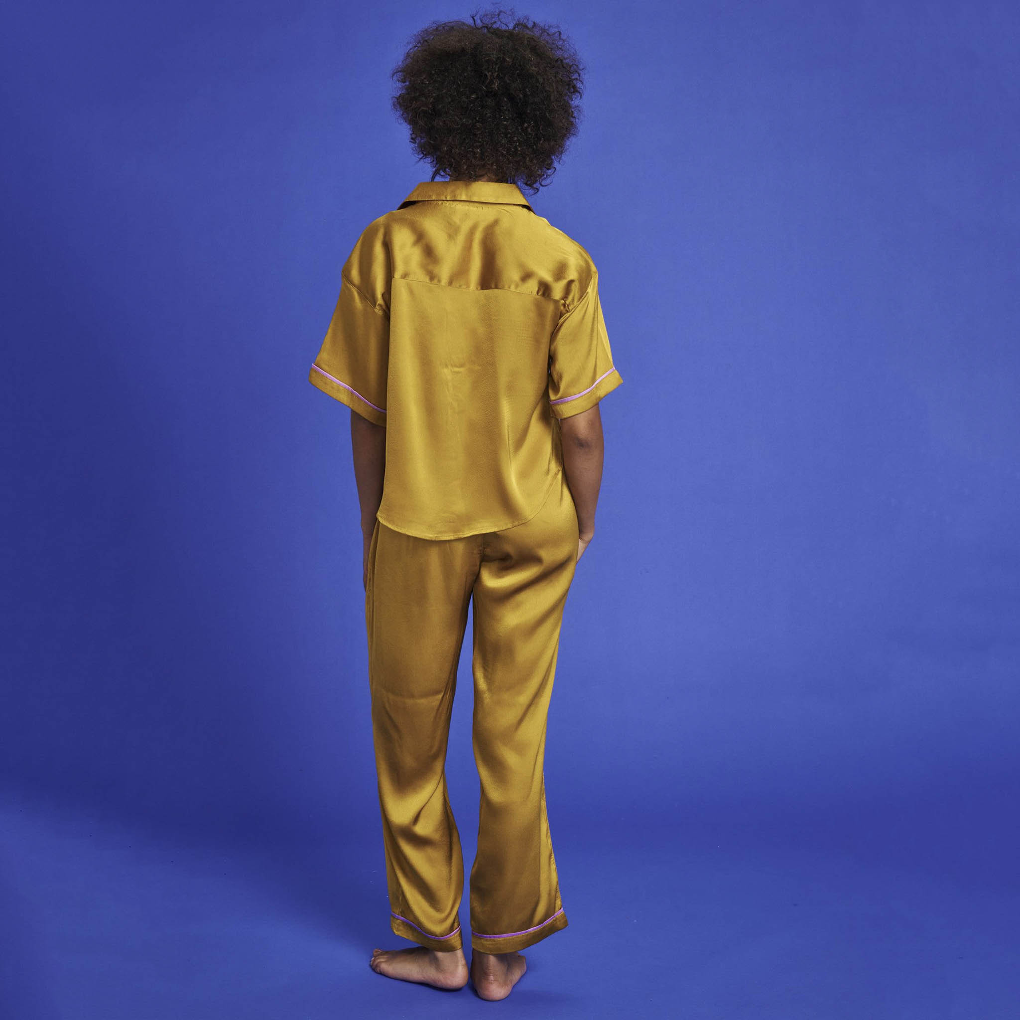 Kip & Co Satin Short Sleeve Shirt & Pant Pyjama Set - VaVaVoom