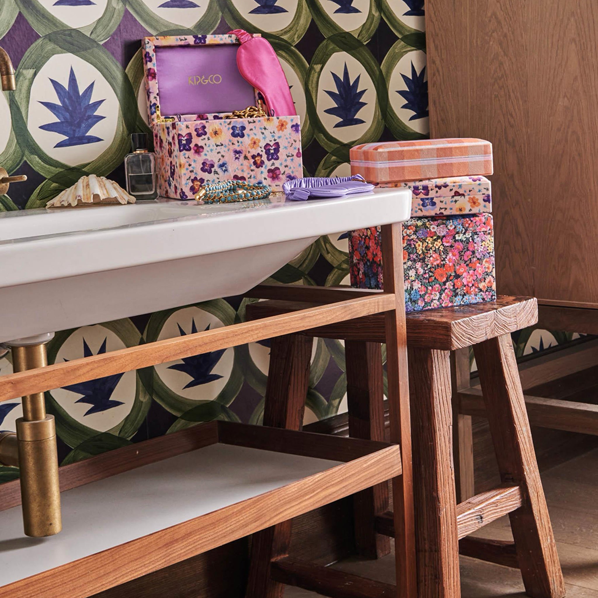 Kip & Co Large Velvet Jewellery Box - Pansy