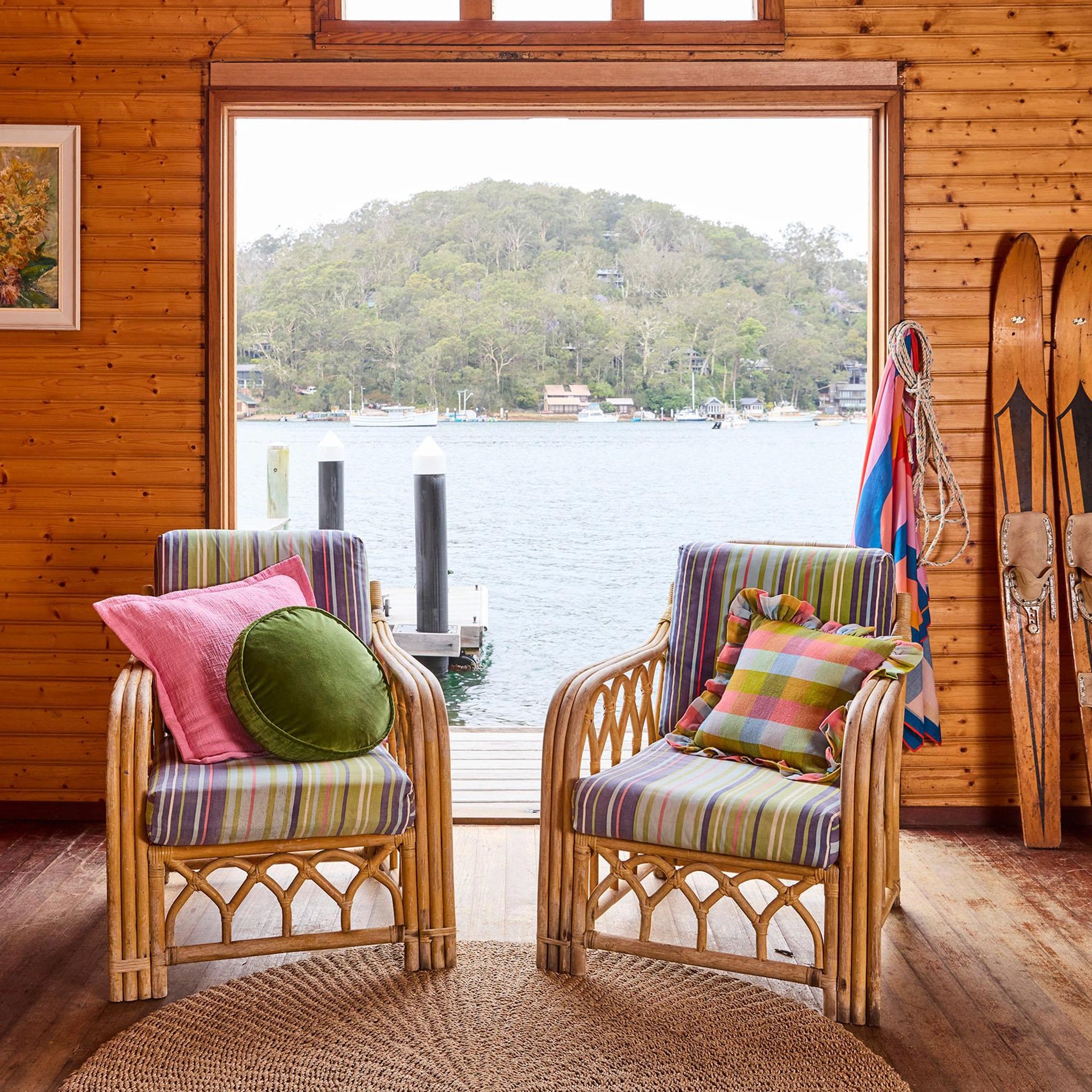 Kip & Co Velvet Pea Cushion - Campsite
