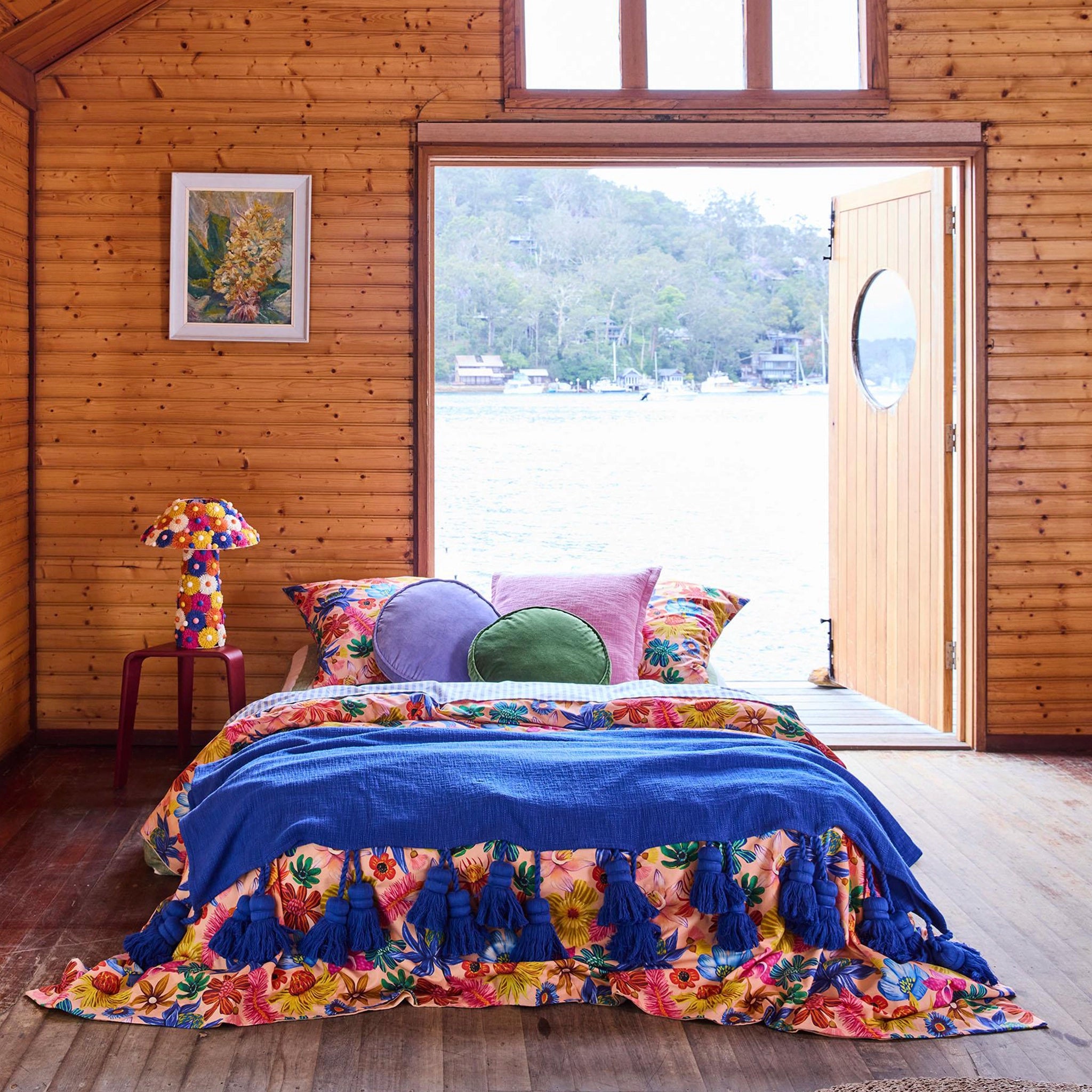Kip & Co Velvet Pea Cushion - Campsite