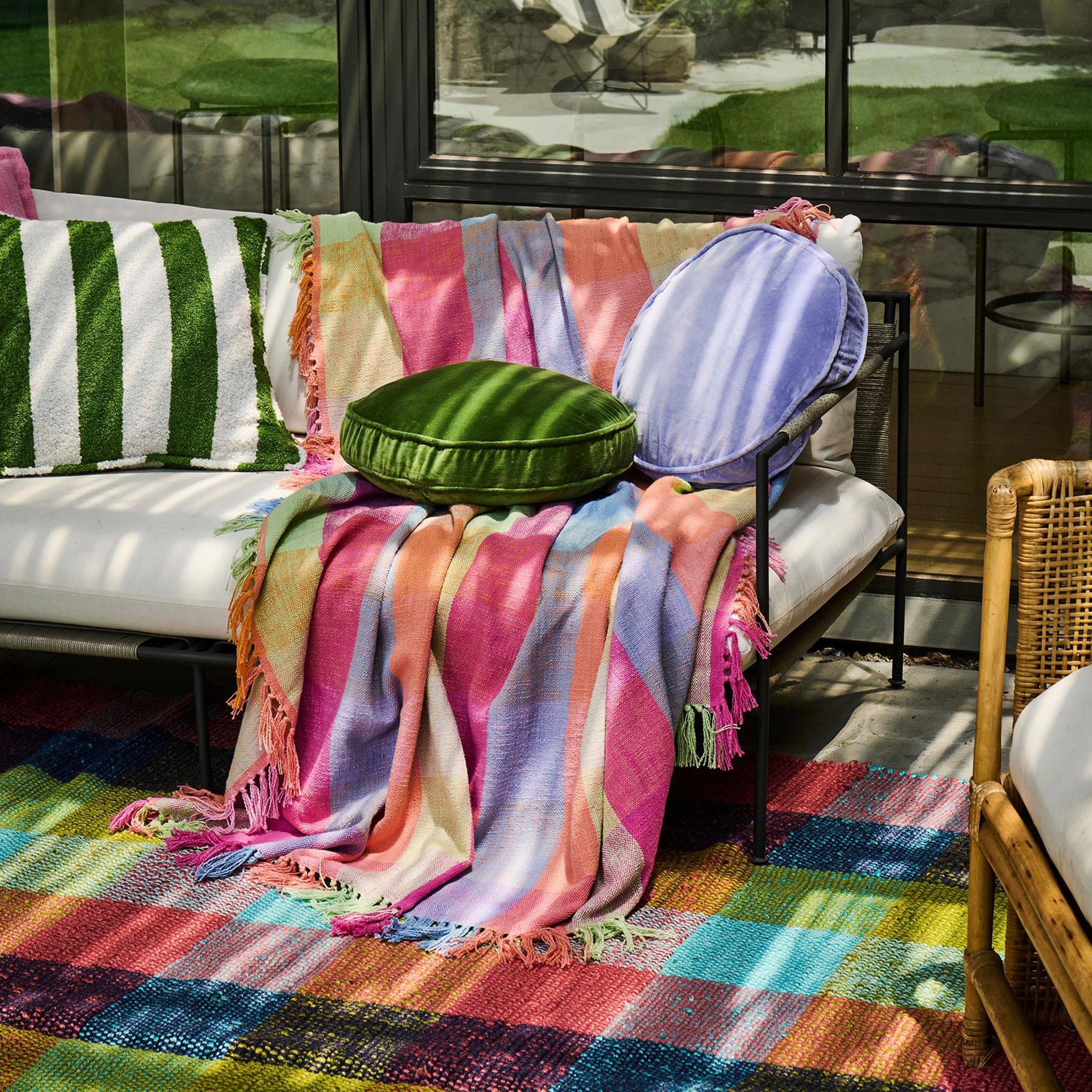 Kip & Co Velvet Pea Cushion - Campsite